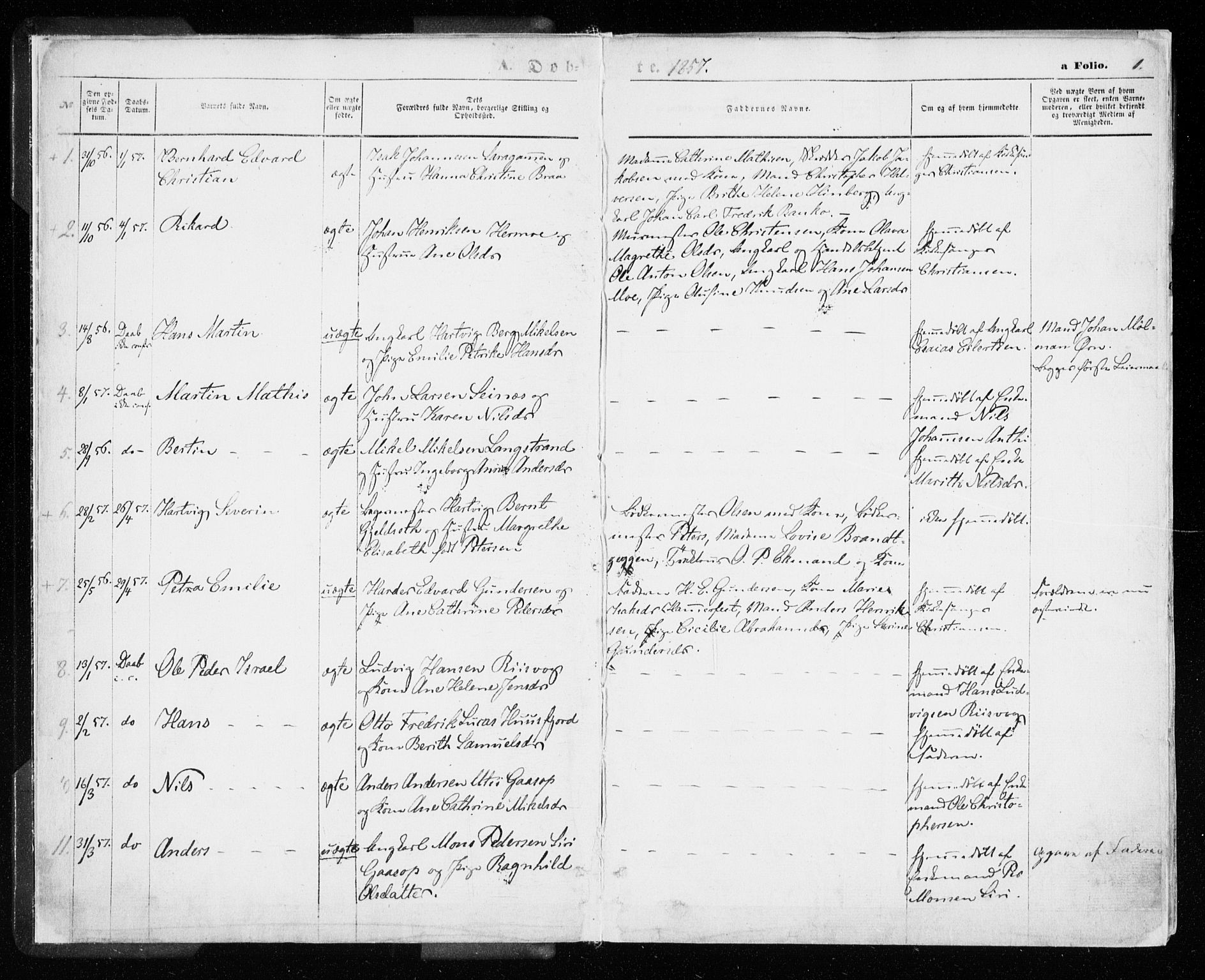 Hammerfest sokneprestkontor, SATØ/S-1347/H/Ha/L0005.kirke: Parish register (official) no. 5, 1857-1869, p. 1