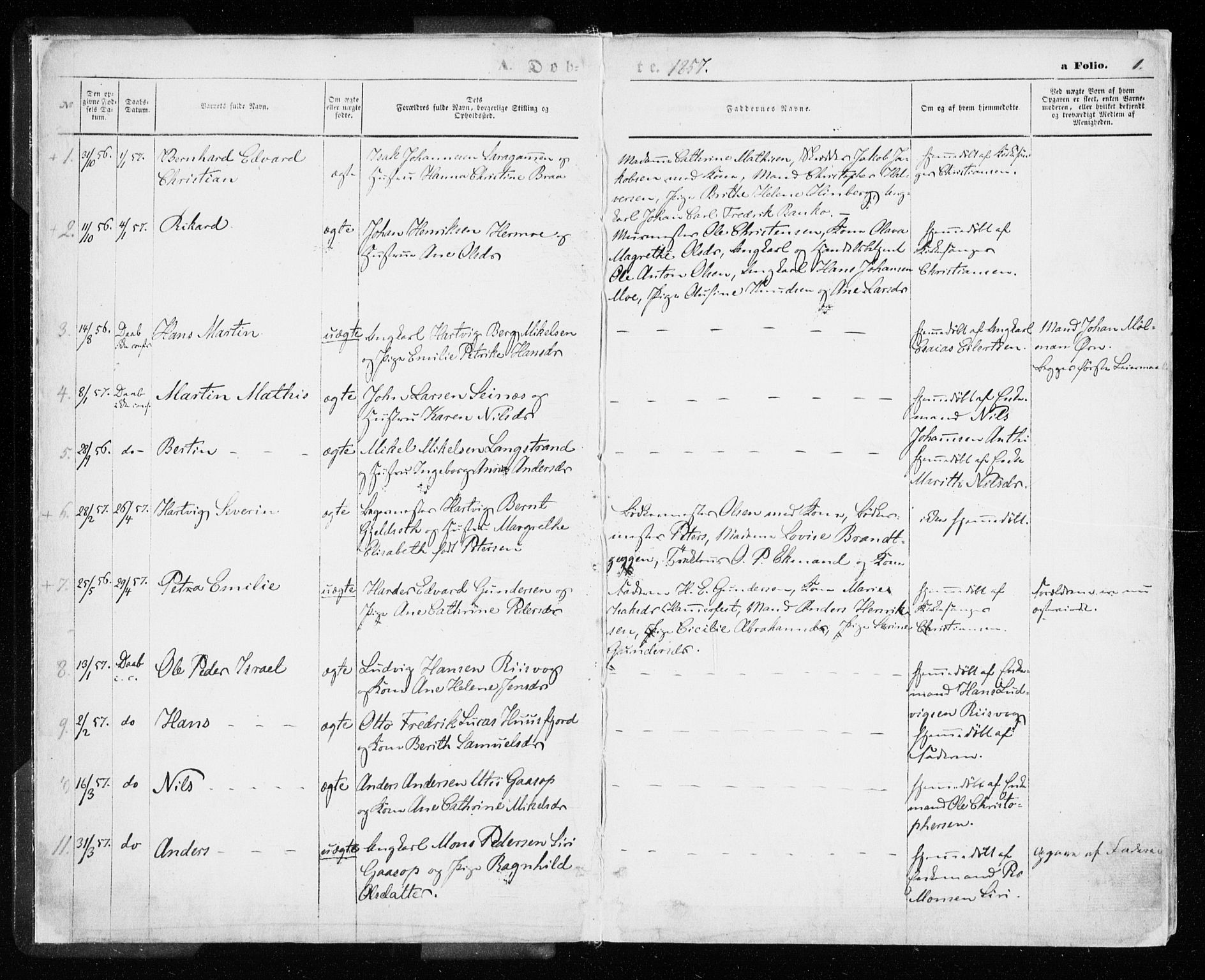 Hammerfest sokneprestkontor, AV/SATØ-S-1347/H/Ha/L0005.kirke: Parish register (official) no. 5, 1857-1869, p. 1