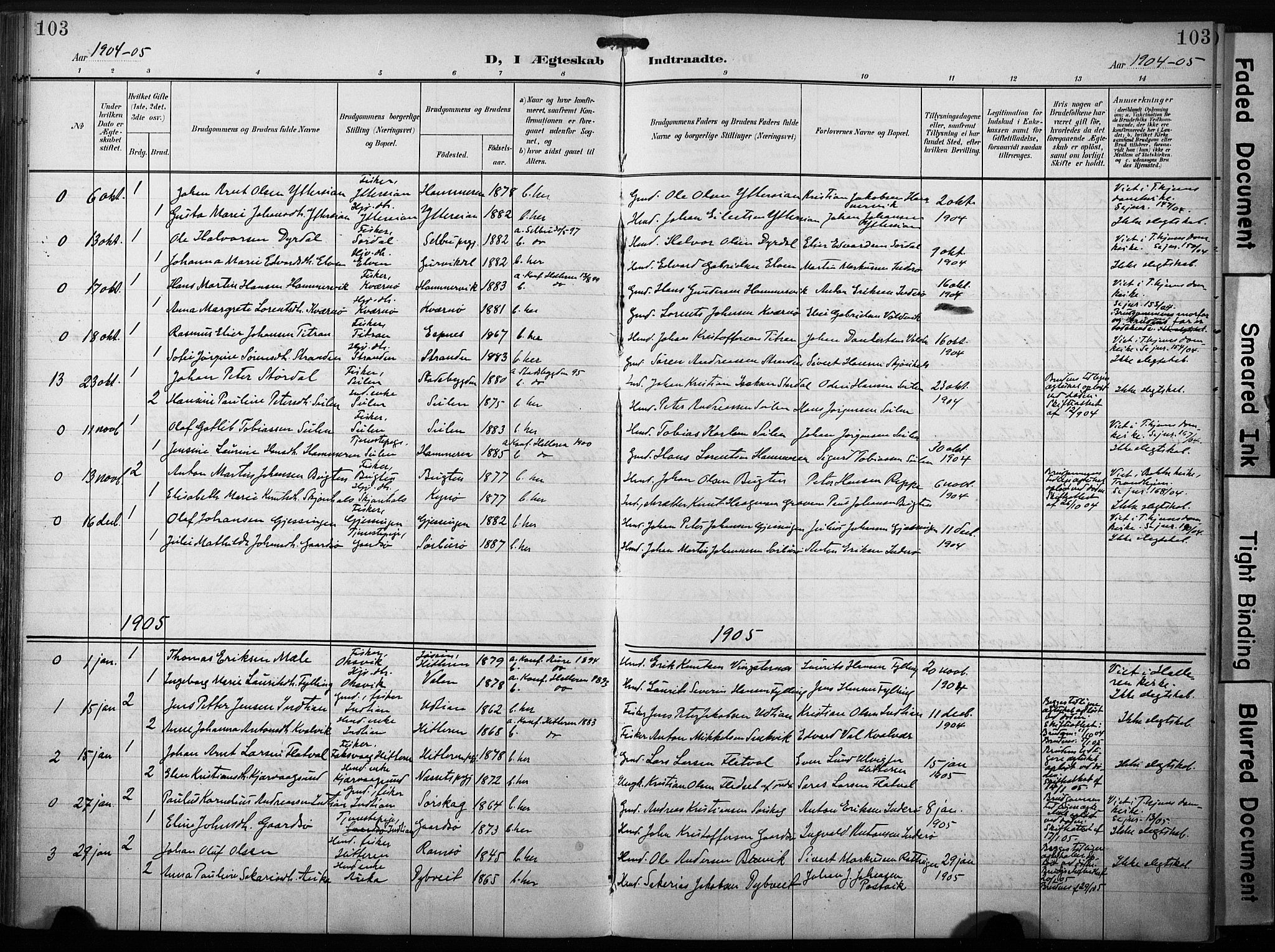 Ministerialprotokoller, klokkerbøker og fødselsregistre - Sør-Trøndelag, SAT/A-1456/640/L0580: Parish register (official) no. 640A05, 1902-1910, p. 103