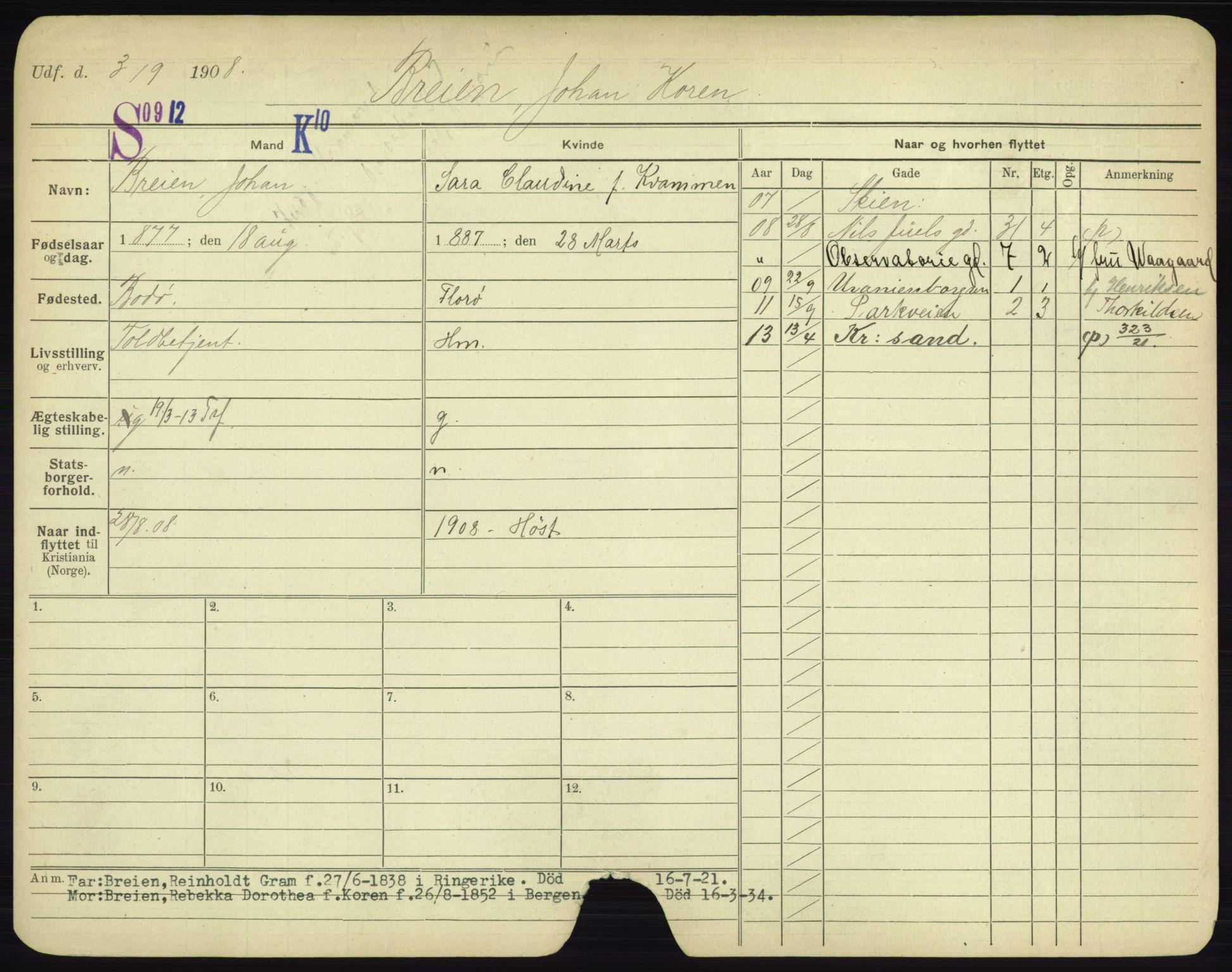 Oslo folkeregister, Registerkort, AV/SAO-A-11715/F/Fa/Fac/L0002: Menn, 1906-1914, p. 253a