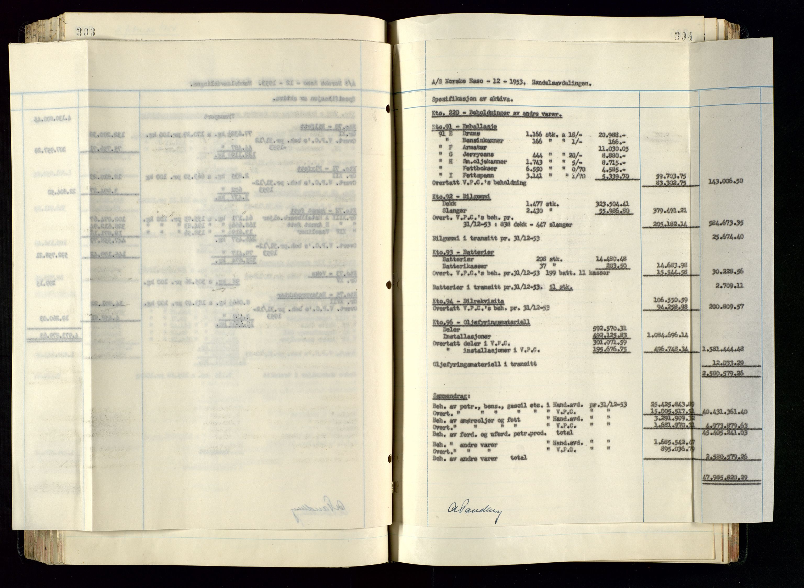 PA 1534 - Østlandske Petroleumscompagni A/S, AV/SAST-A-101954/A/Aa/L0005/0001: Direksjonsprotokoller / Den Administrerende Direksjon alle selskaper (referatprotokoll), 1943-1958