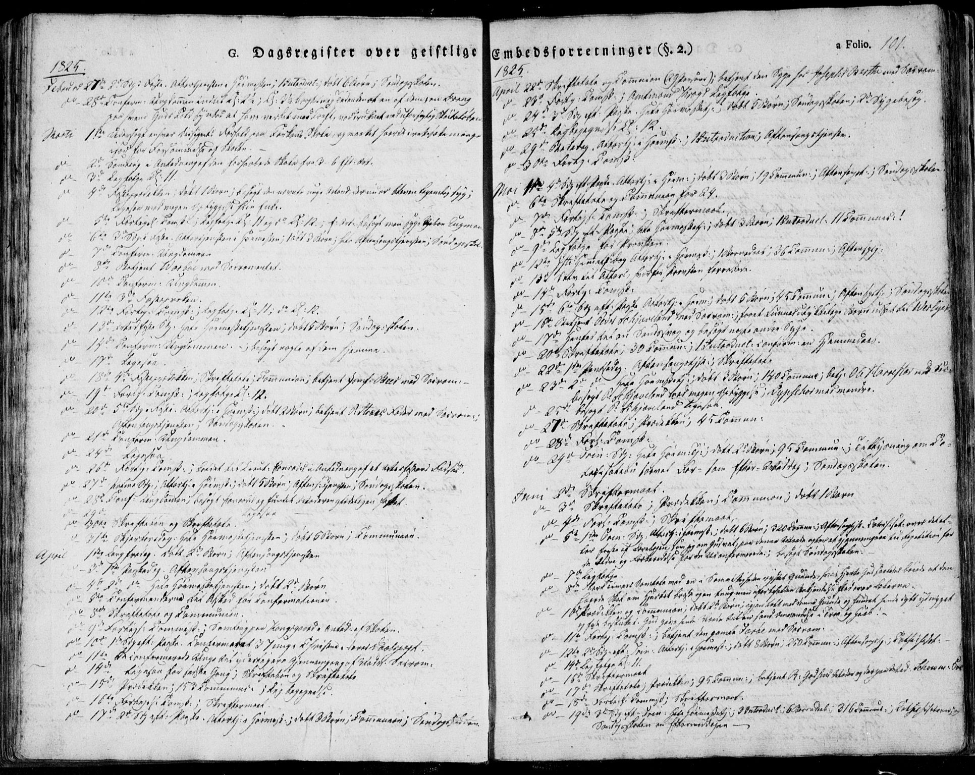 Domkirken sokneprestkontor, SAST/A-101812/001/30/30BA/L0013: Parish register (official) no. A 12, 1823-1861, p. 101