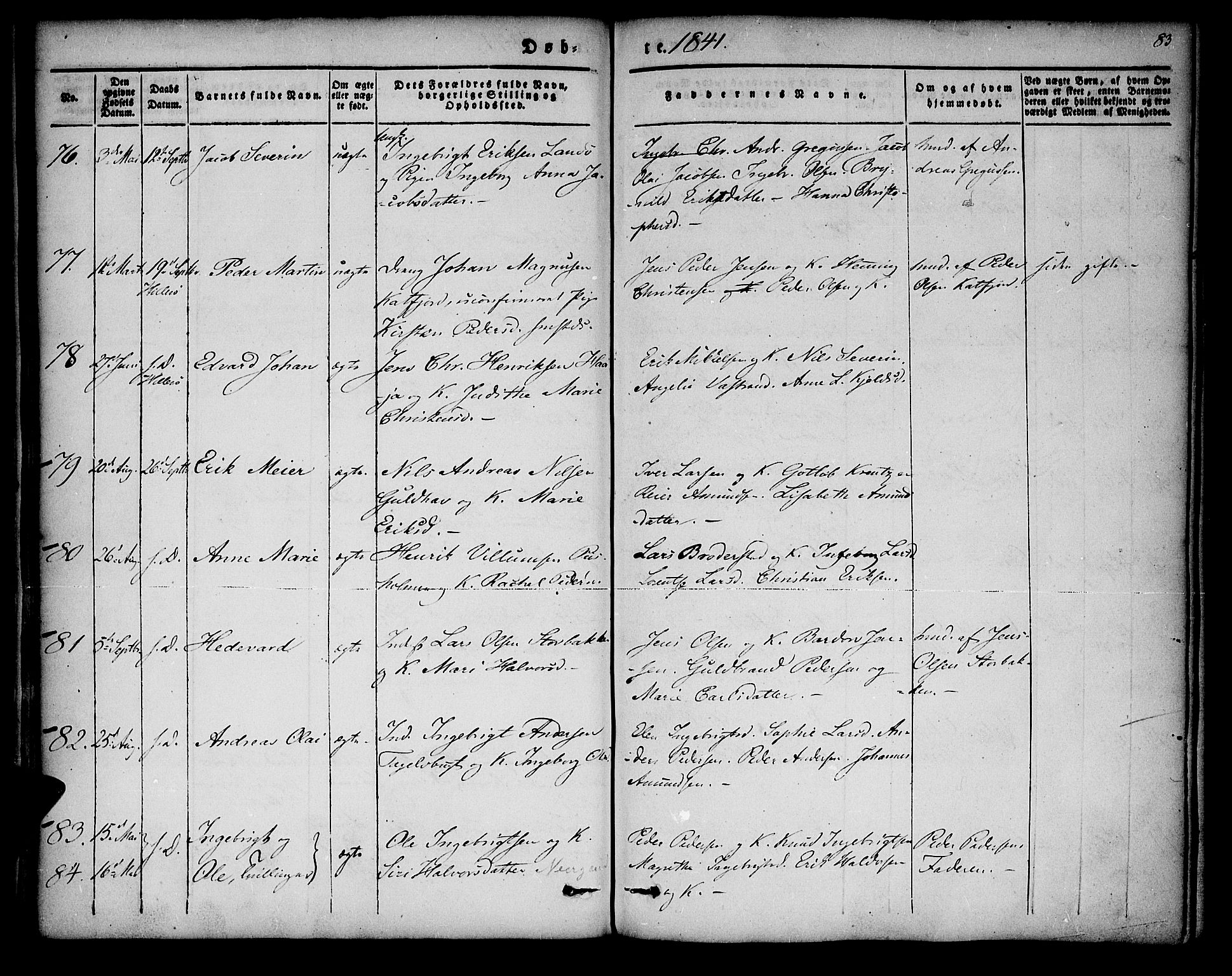 Lenvik sokneprestembete, SATØ/S-1310/H/Ha/Haa/L0004kirke: Parish register (official) no. 4, 1832-1844, p. 83