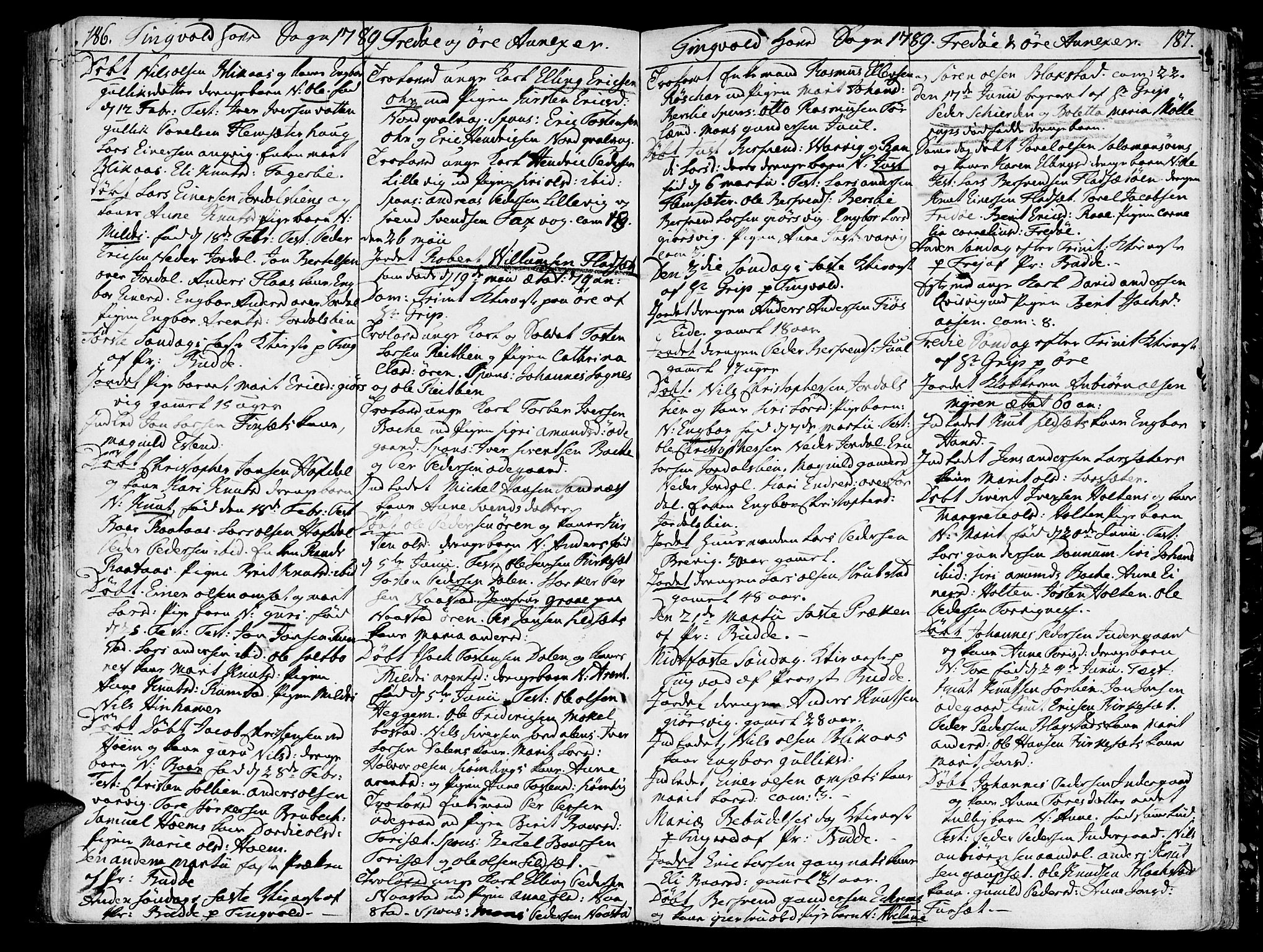 Ministerialprotokoller, klokkerbøker og fødselsregistre - Møre og Romsdal, SAT/A-1454/586/L0980: Parish register (official) no. 586A06, 1776-1794, p. 186-187