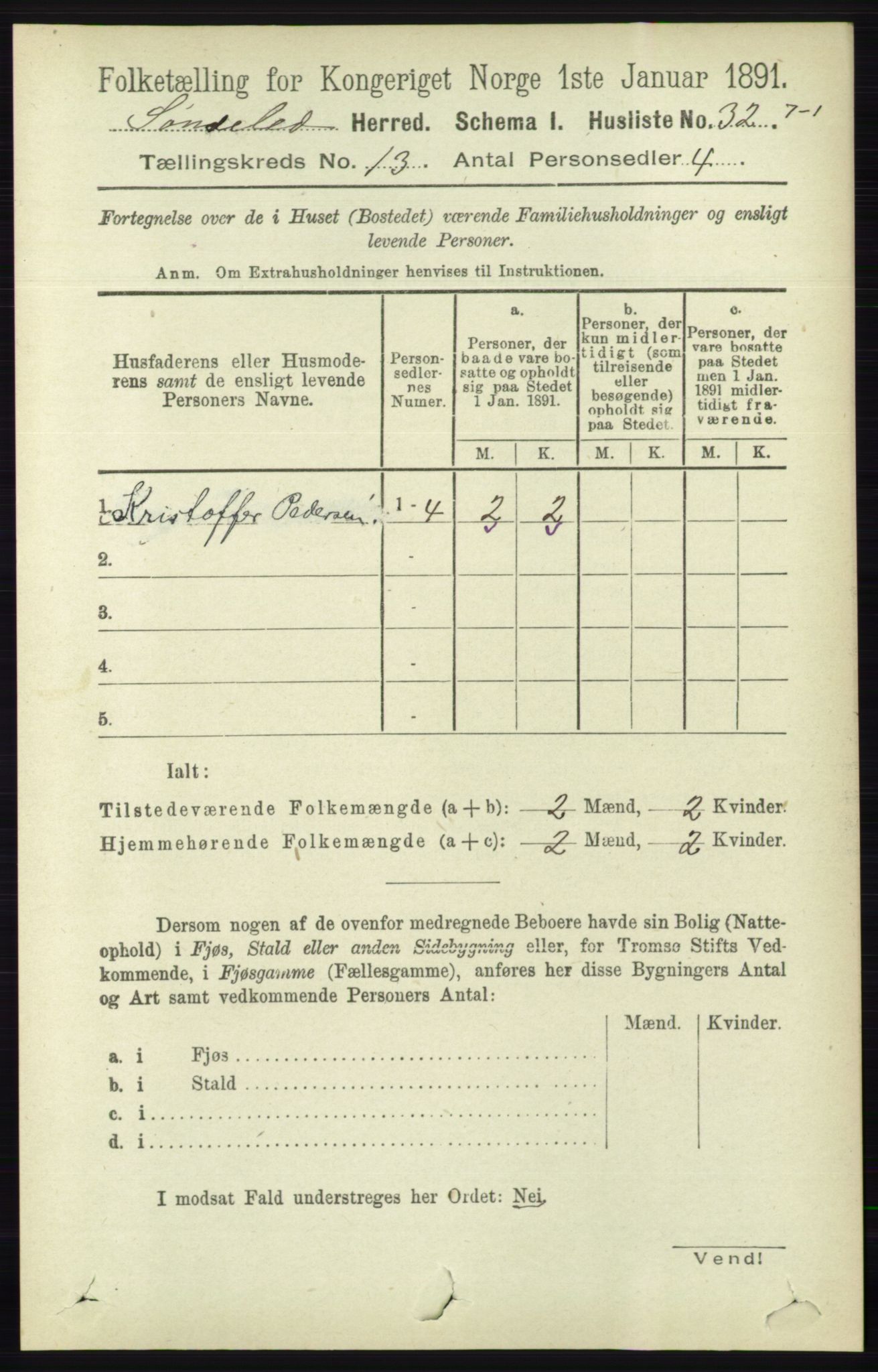 RA, 1891 census for 0913 Søndeled, 1891, p. 3897