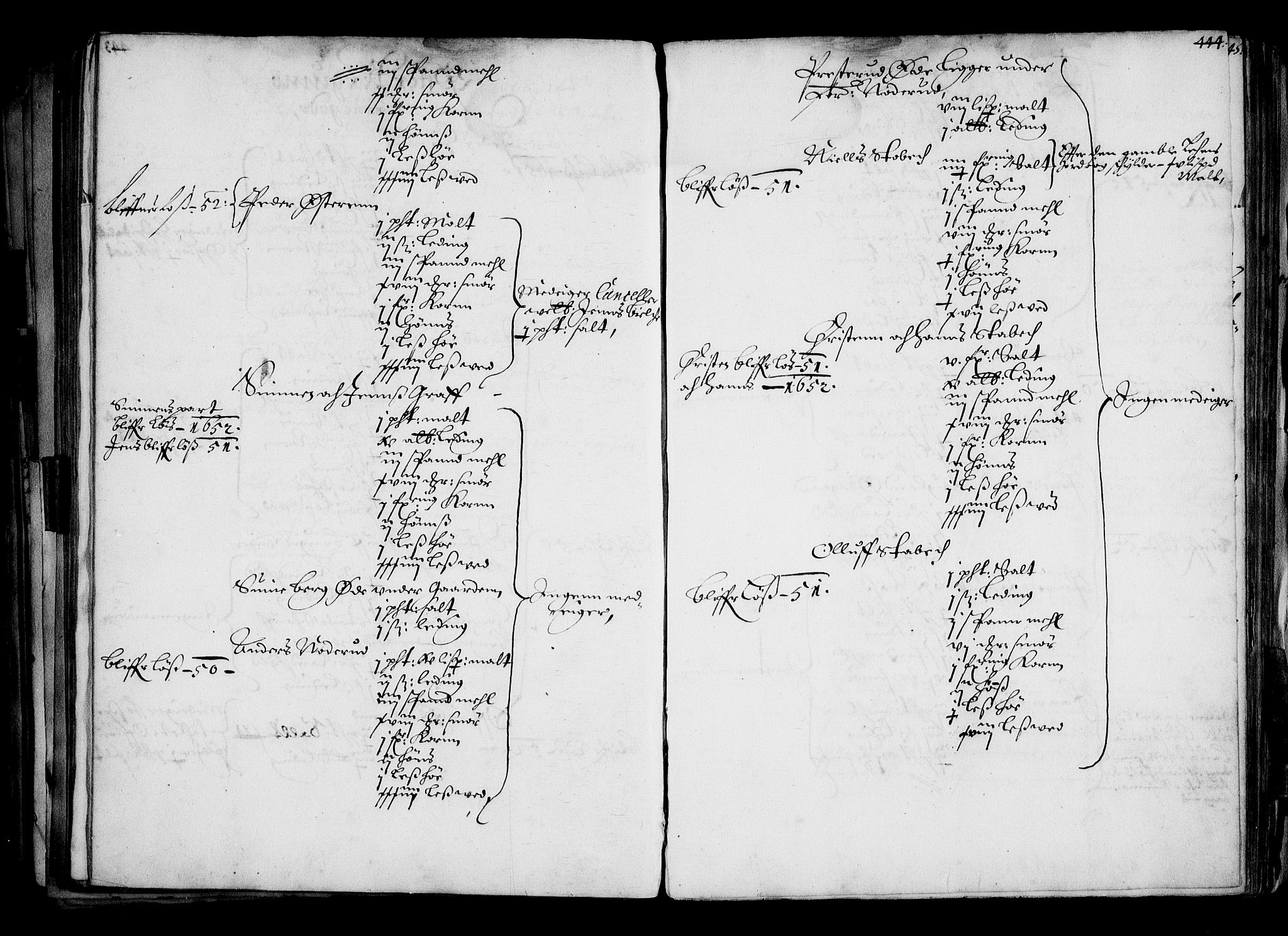 Rentekammeret inntil 1814, Realistisk ordnet avdeling, AV/RA-EA-4070/N/Na/L0001: [XI f]: Akershus stifts jordebok, 1652, p. 443b-444a