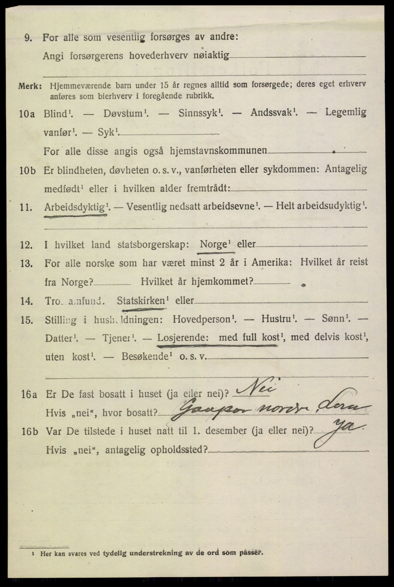 SAH, 1920 census for Lom, 1920, p. 2859