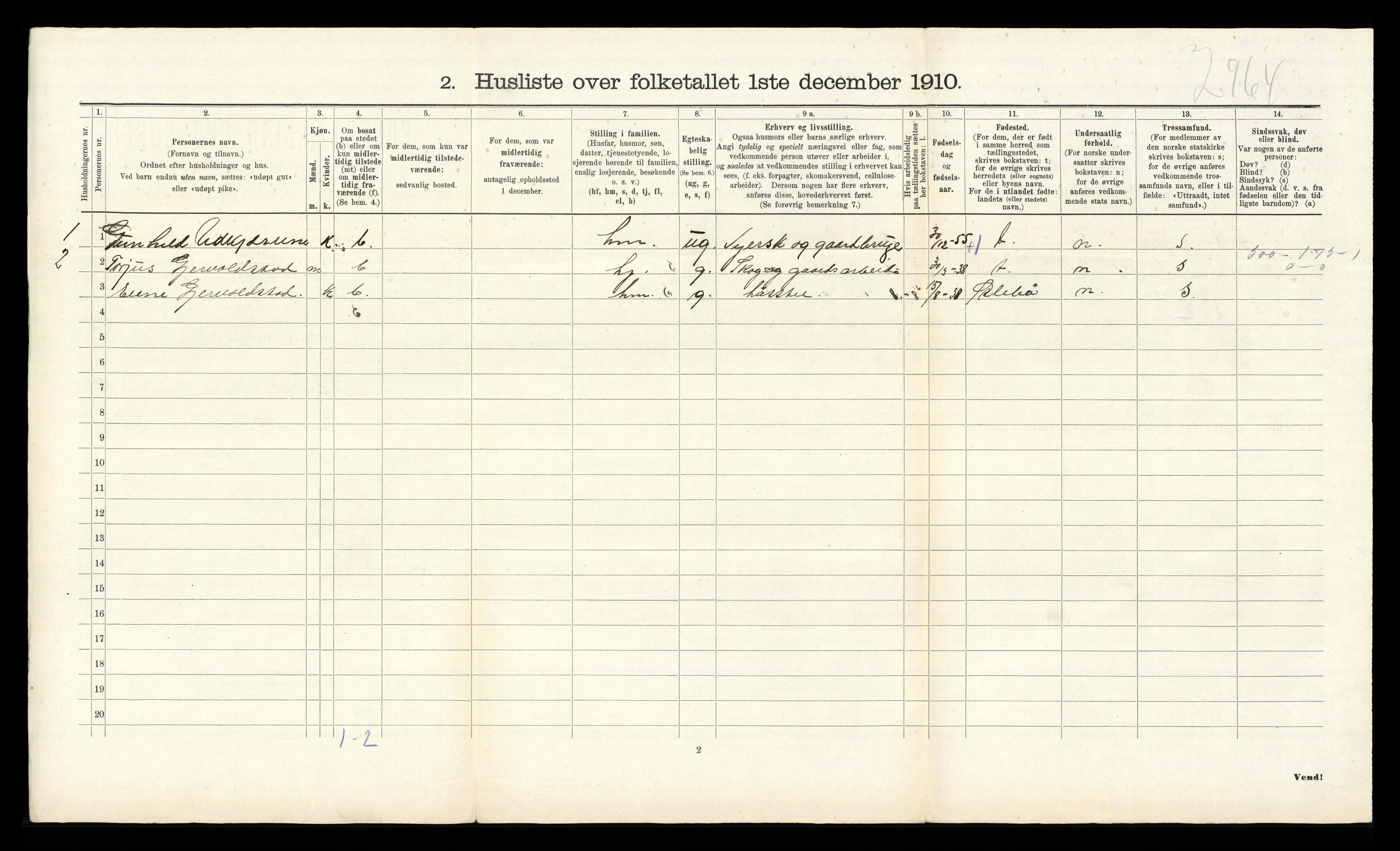 RA, 1910 census for Søgne, 1910, p. 1369