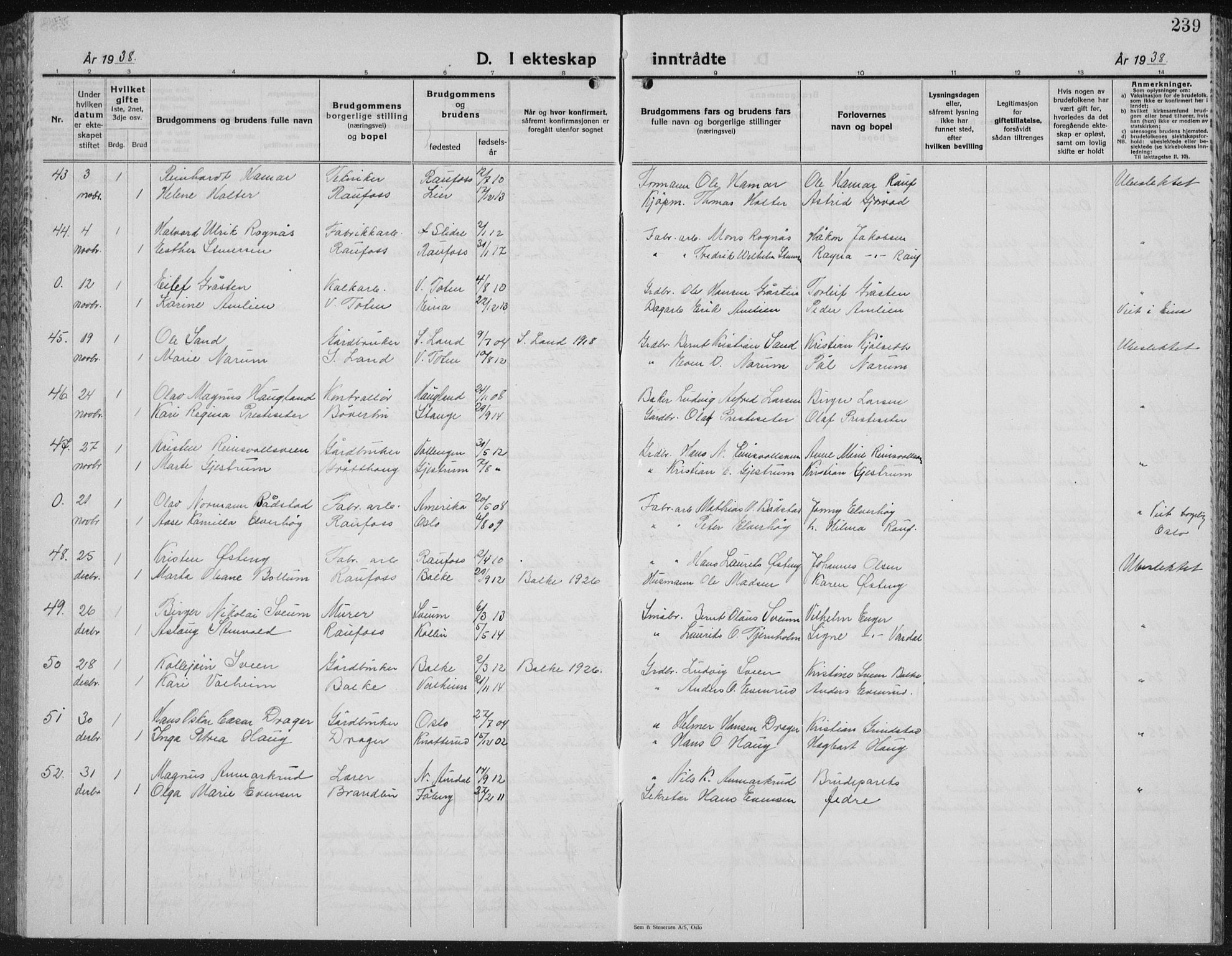 Vestre Toten prestekontor, AV/SAH-PREST-108/H/Ha/Hab/L0018: Parish register (copy) no. 18, 1928-1941, p. 239