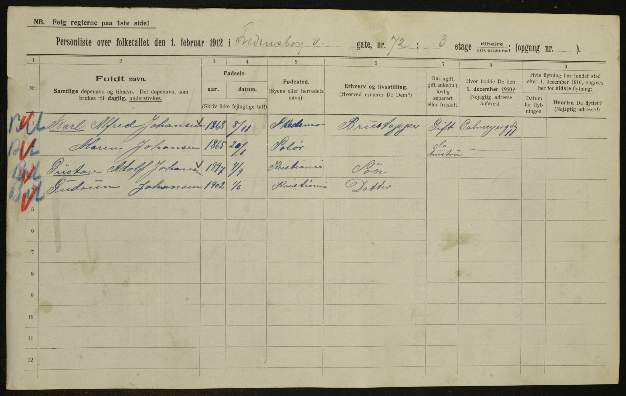 OBA, Municipal Census 1912 for Kristiania, 1912, p. 26542