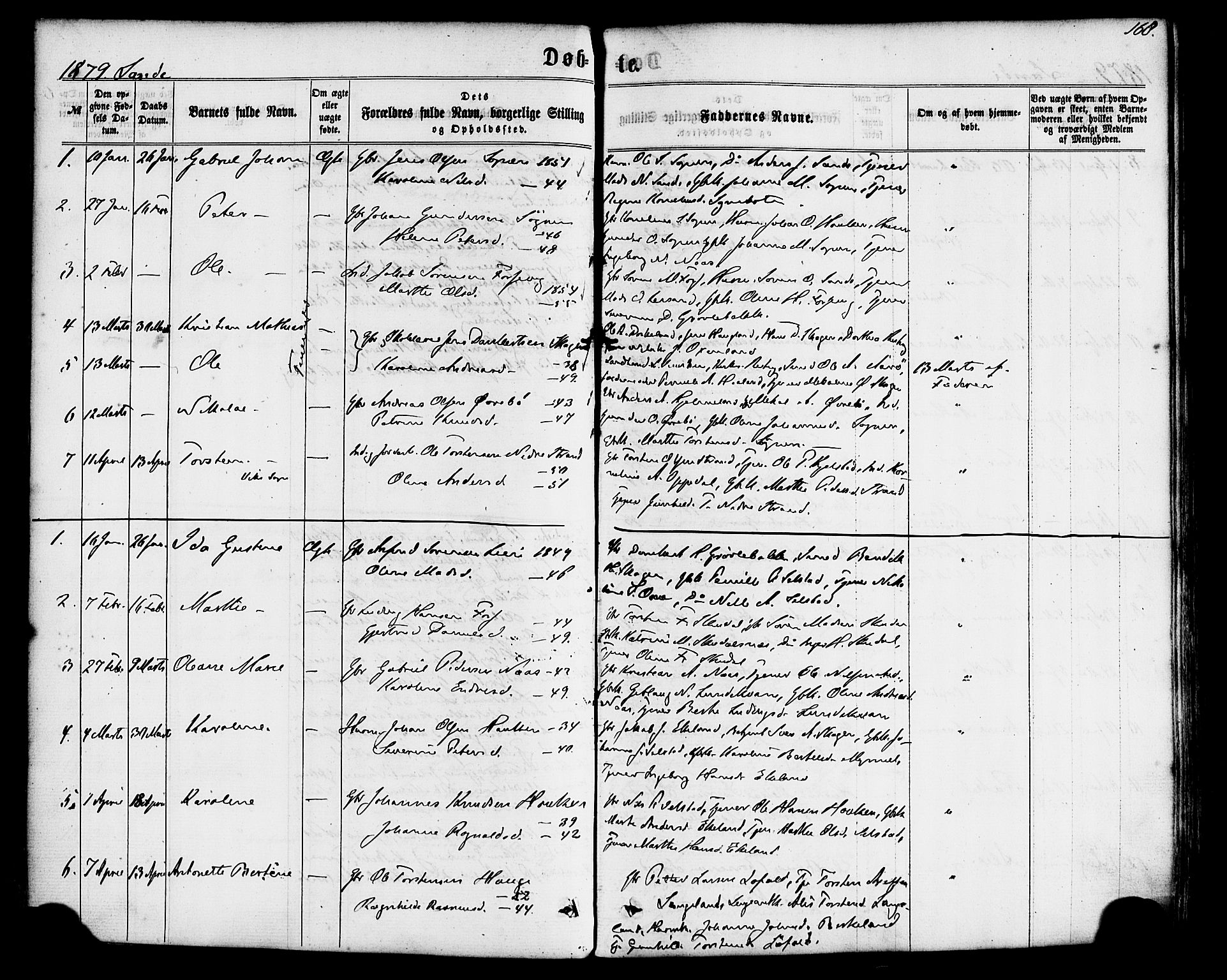 Gaular sokneprestembete, SAB/A-80001/H/Haa: Parish register (official) no. A 5, 1860-1881, p. 168
