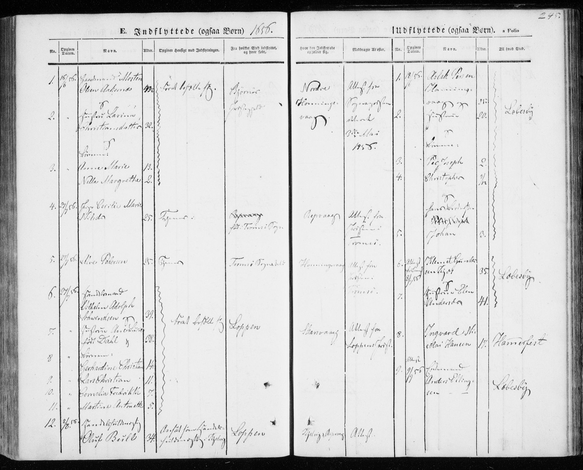 Kistrand/Porsanger sokneprestembete, SATØ/S-1351/H/Ha/L0004.kirke: Parish register (official) no. 4, 1843-1860, p. 245
