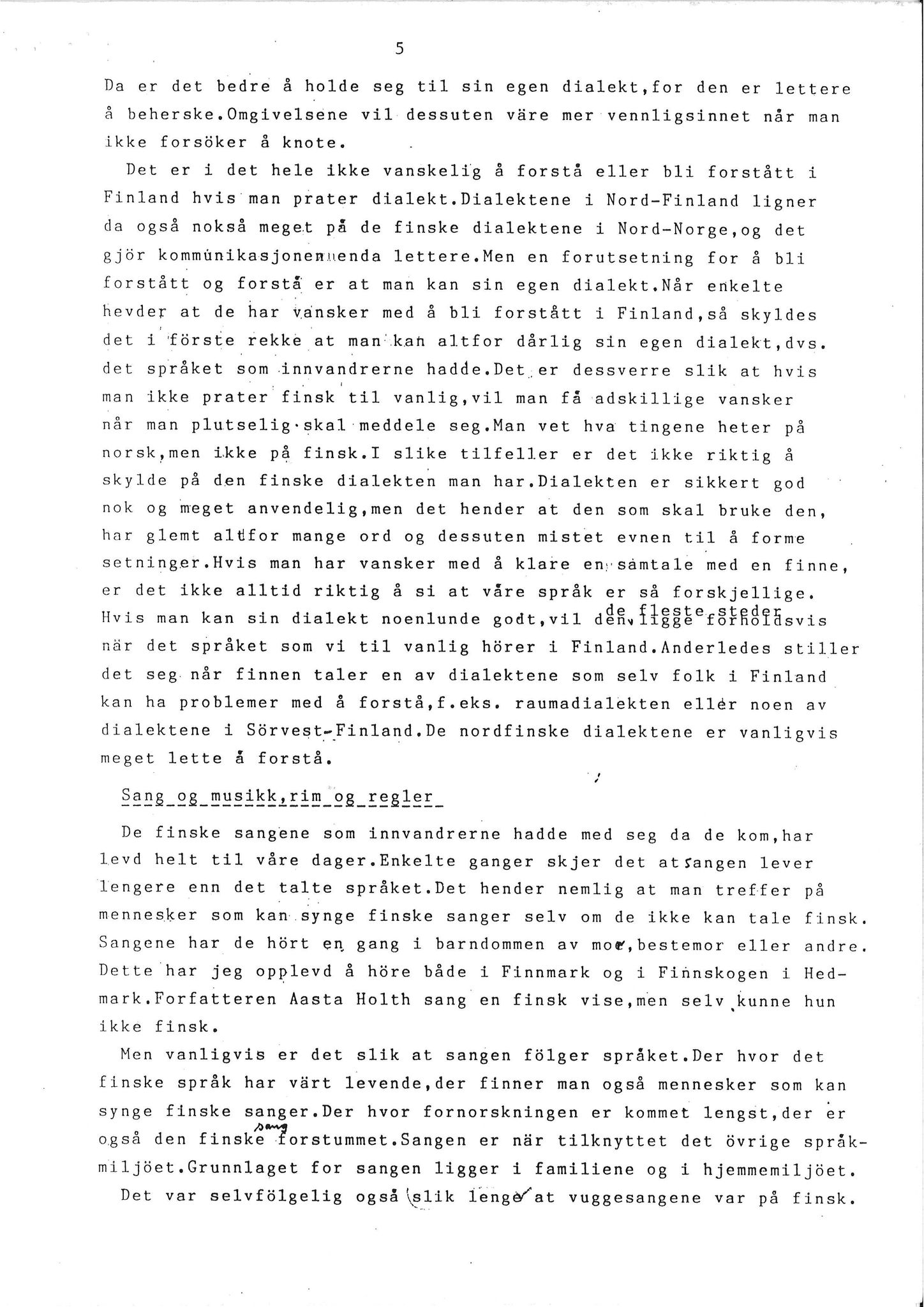 Vadsø museum - Ruija kvenmuseum, VAMU/A-0531/G/L0001/0001: Innsamling / Innsamling av kvenmusikk, 1987-1988, p. 5