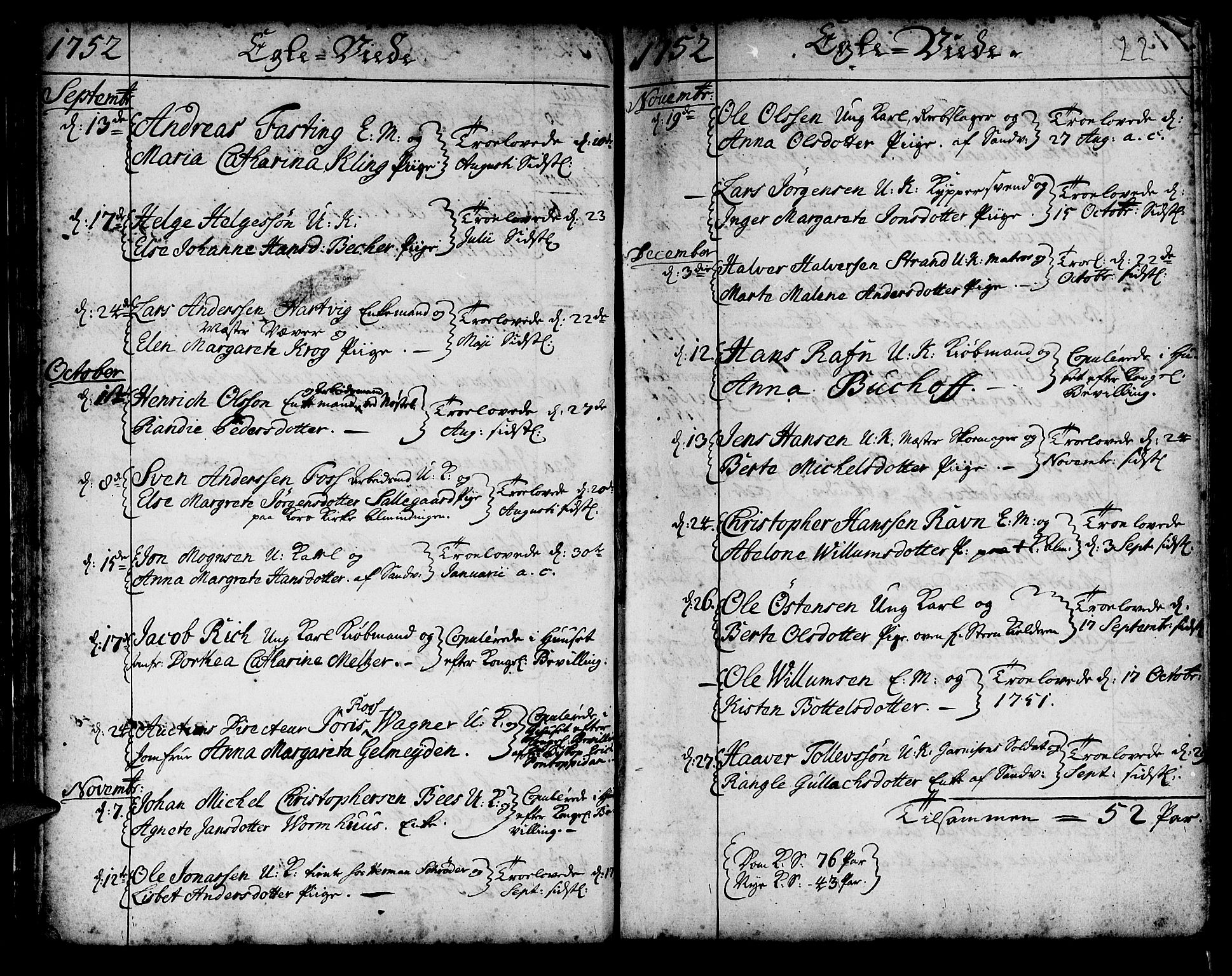 Korskirken sokneprestembete, SAB/A-76101/H/Haa/L0009: Parish register (official) no. A 9, 1743-1861, p. 22