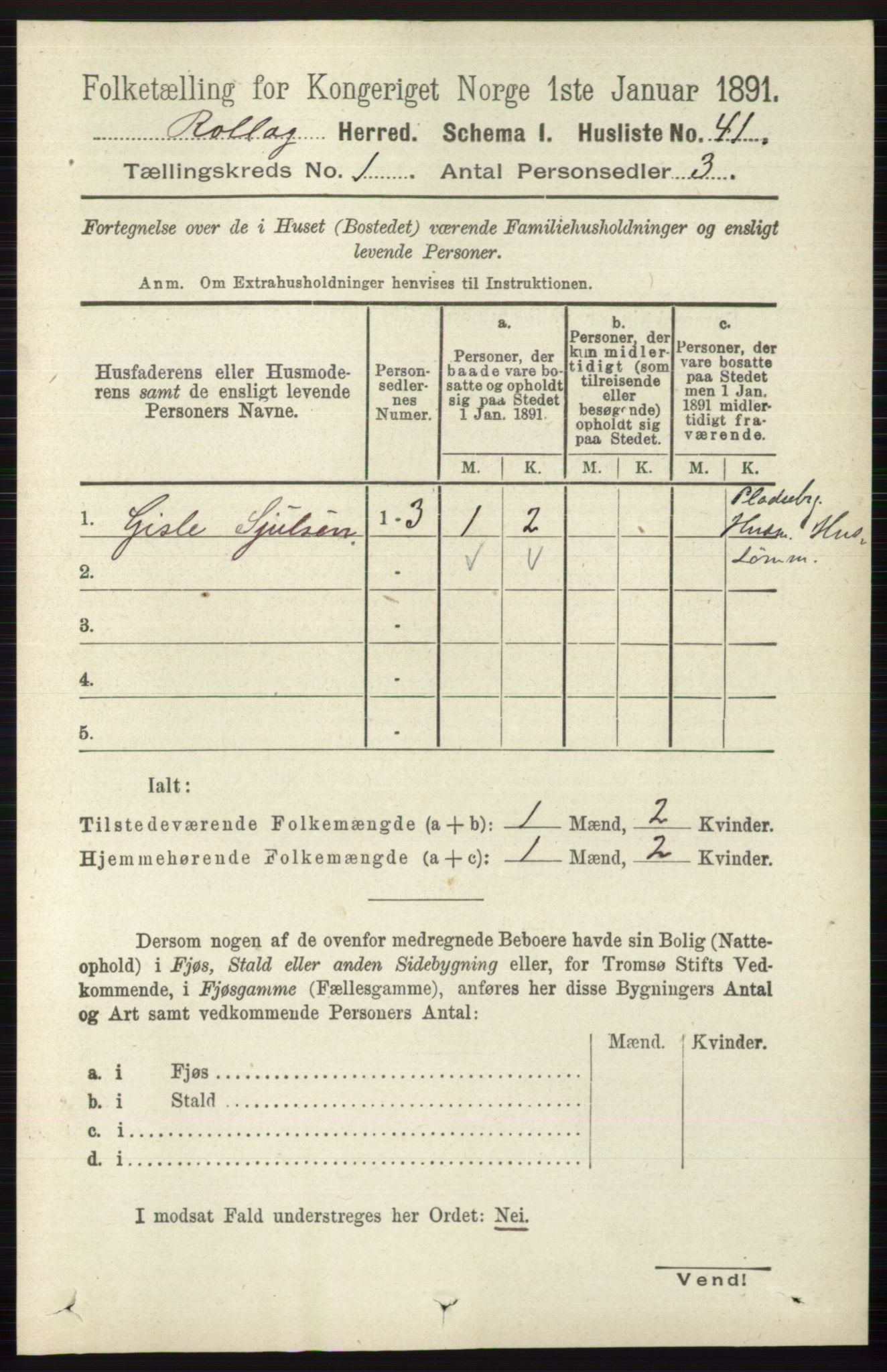 RA, 1891 census for 0632 Rollag, 1891, p. 57