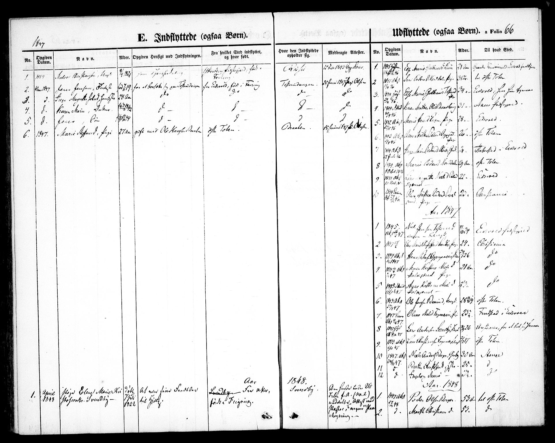 Hurdal prestekontor Kirkebøker, SAO/A-10889/F/Fb/L0001: Parish register (official) no. II 1, 1846-1859, p. 66