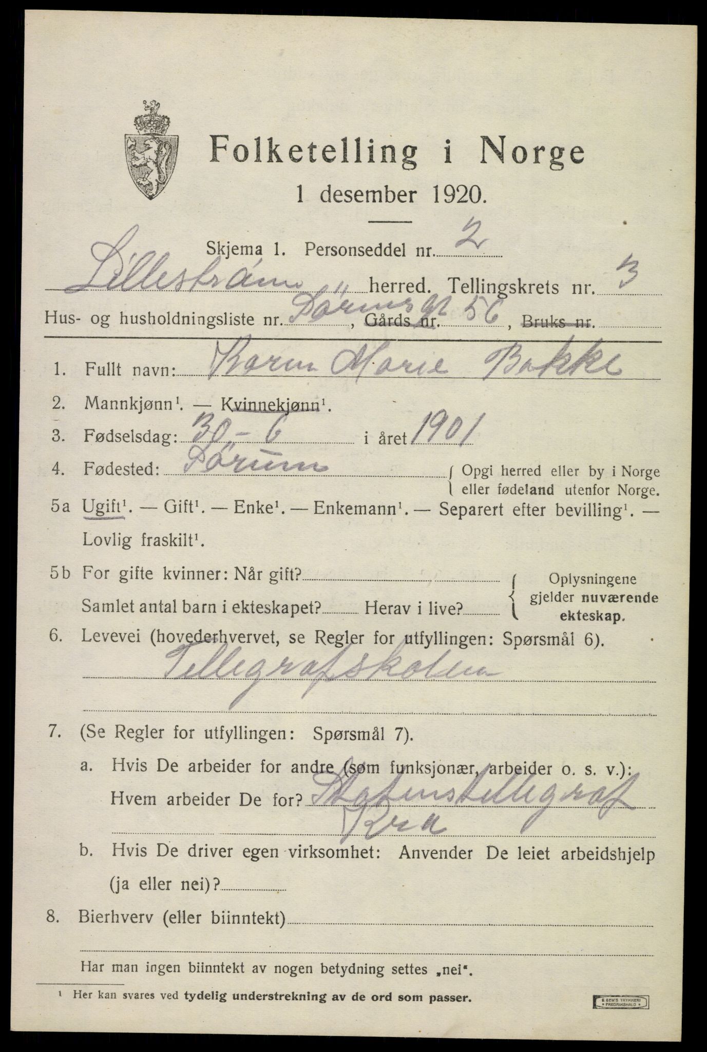 SAO, 1920 census for Lillestrøm, 1920, p. 11130