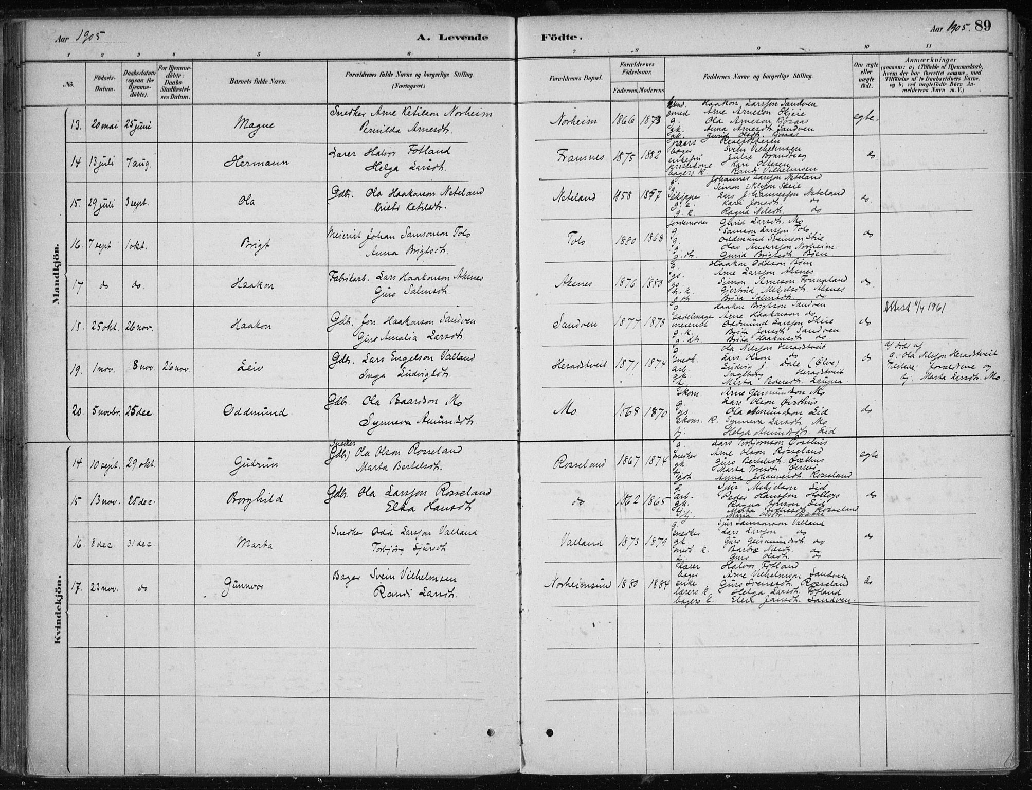 Kvam sokneprestembete, AV/SAB-A-76201/H/Haa: Parish register (official) no. B  1, 1880-1908, p. 89