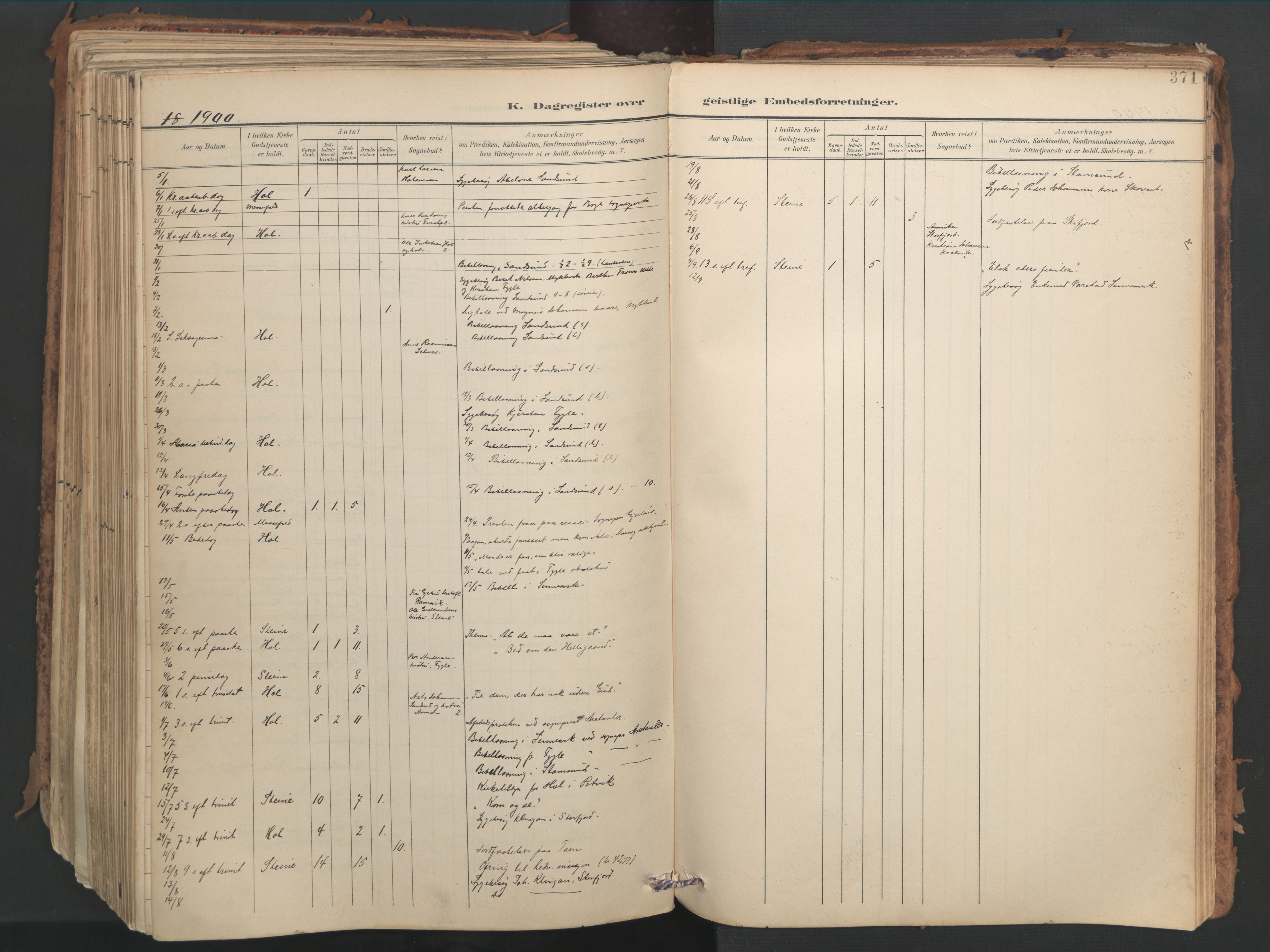 Ministerialprotokoller, klokkerbøker og fødselsregistre - Nordland, AV/SAT-A-1459/882/L1180: Parish register (official) no. 882A02, 1897-1913, p. 371