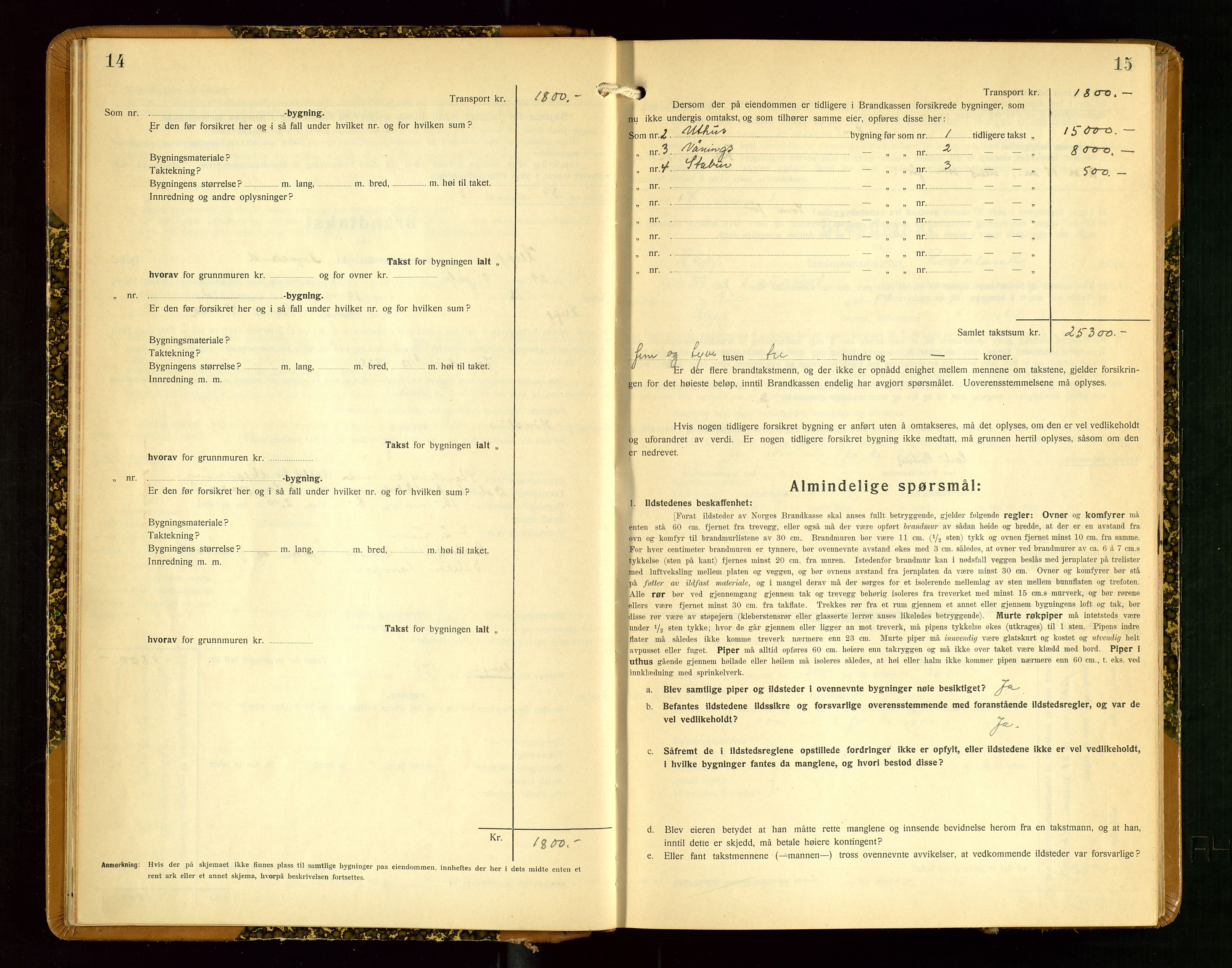 Klepp lensmannskontor, AV/SAST-A-100163/Goc/L0012: "Brandtakstprotokoll" m/register, 1929-1933, p. 14-15