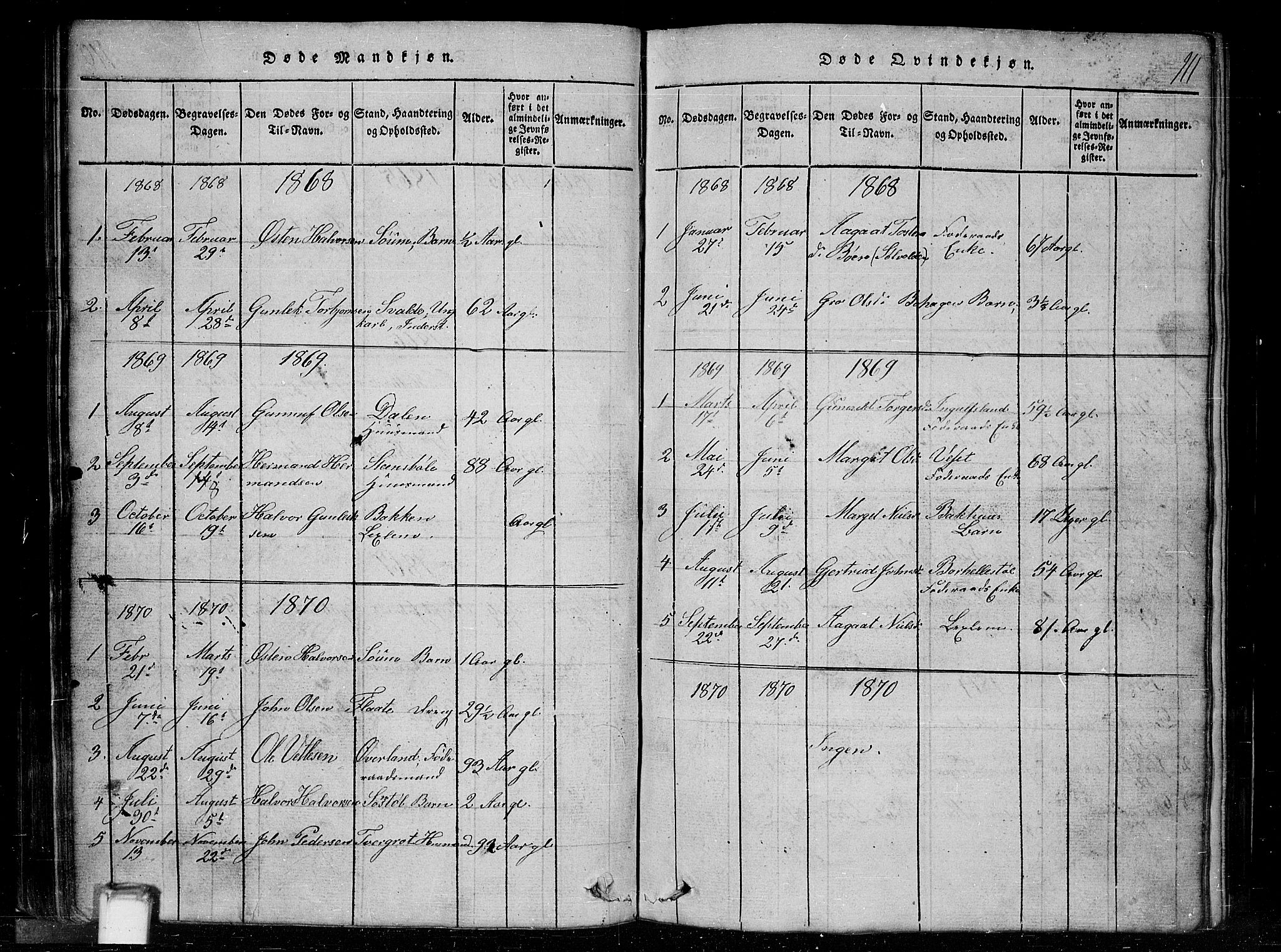 Tinn kirkebøker, SAKO/A-308/G/Gc/L0001: Parish register (copy) no. III 1, 1815-1879, p. 111