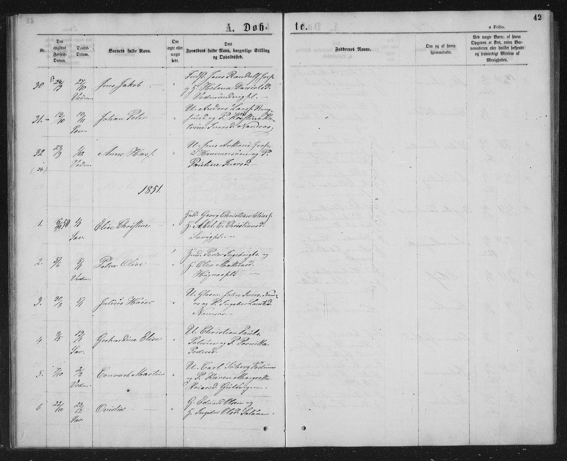 Ministerialprotokoller, klokkerbøker og fødselsregistre - Nord-Trøndelag, SAT/A-1458/768/L0566: Parish register (official) no. 768A01, 1836-1865, p. 42