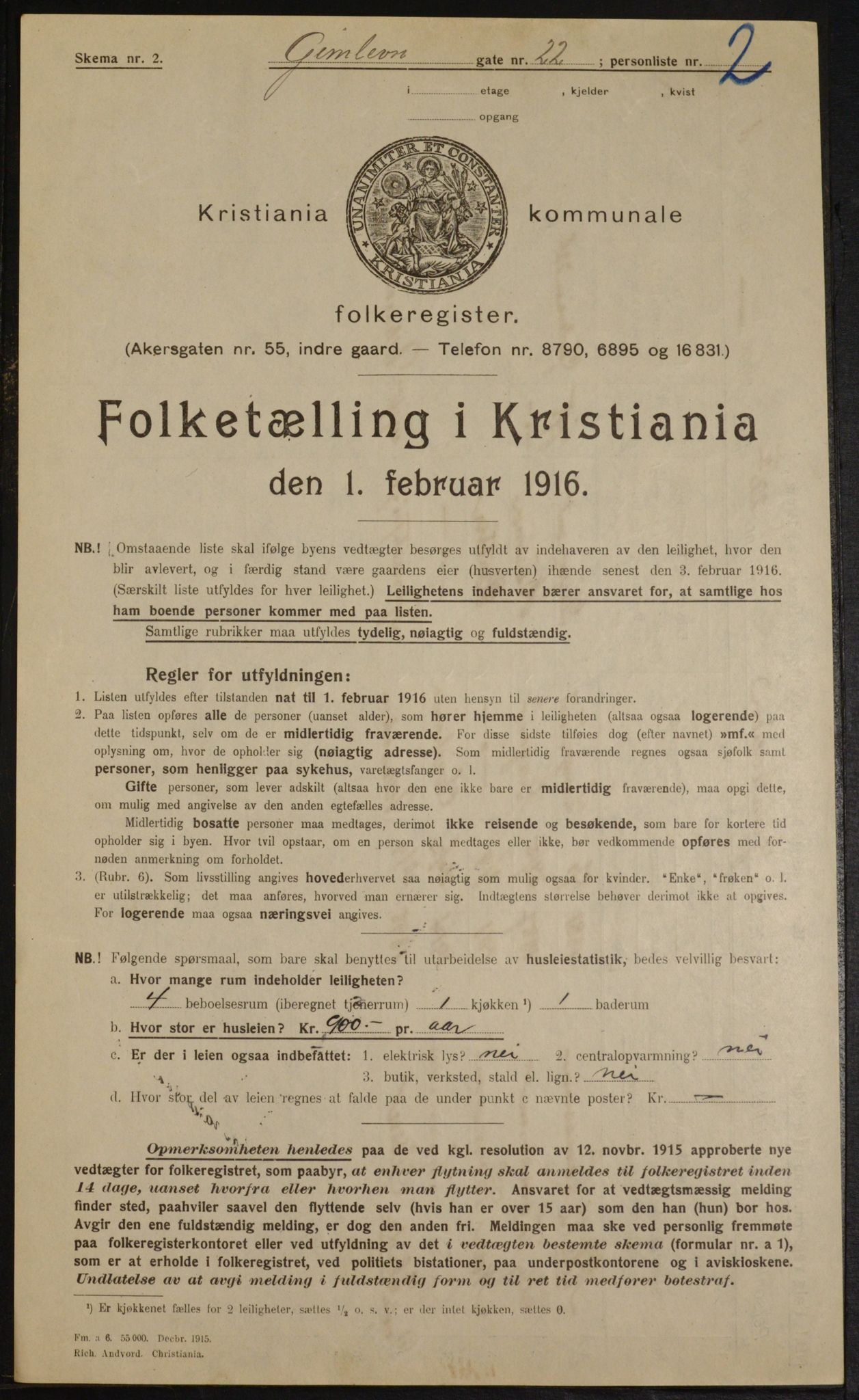 OBA, Municipal Census 1916 for Kristiania, 1916, p. 29866