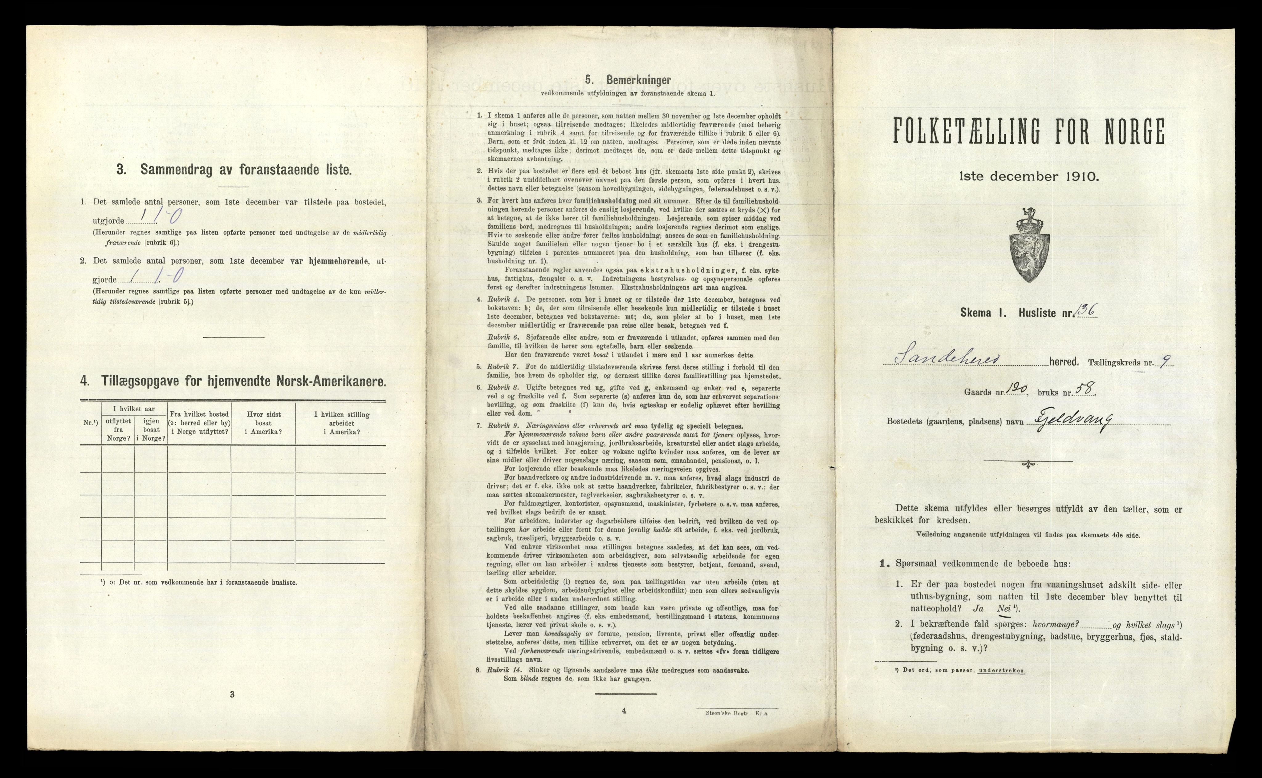 RA, 1910 census for Sandeherred, 1910, p. 1947