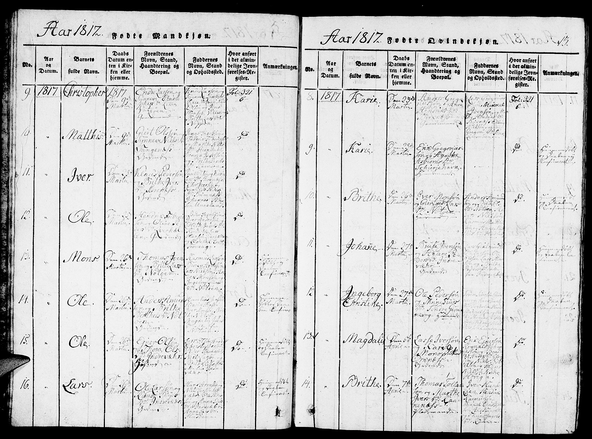 Gulen sokneprestembete, SAB/A-80201/H/Haa/Haaa/L0018: Parish register (official) no. A 18, 1816-1825, p. 13