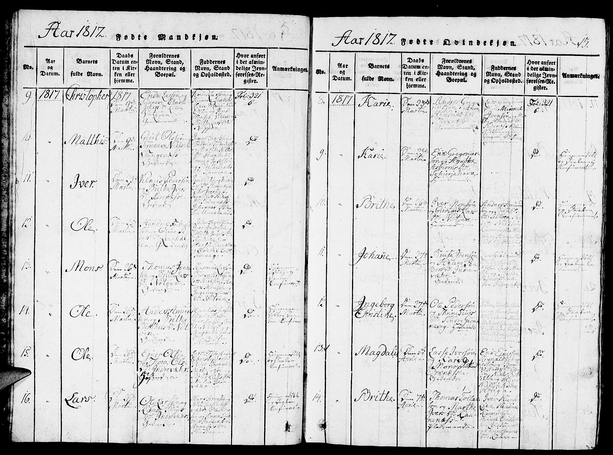 Gulen sokneprestembete, AV/SAB-A-80201/H/Haa/Haaa/L0018: Parish register (official) no. A 18, 1816-1825, p. 13