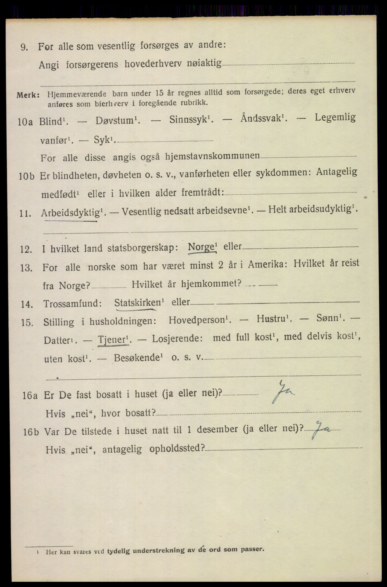 SAH, 1920 census for Elverum, 1920, p. 9709