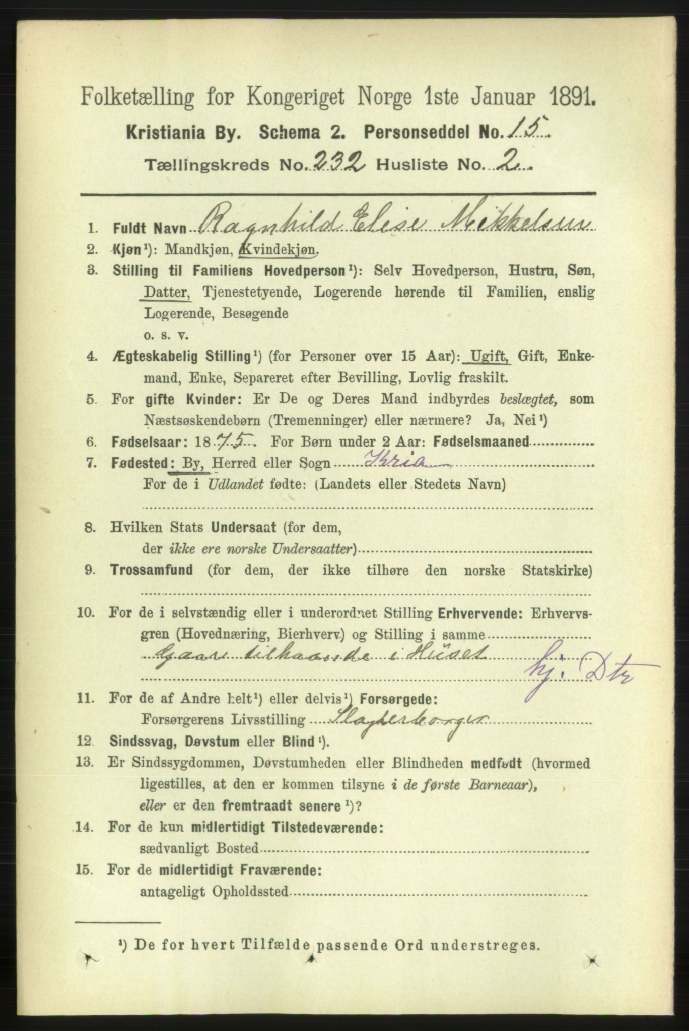 RA, 1891 census for 0301 Kristiania, 1891, p. 142897