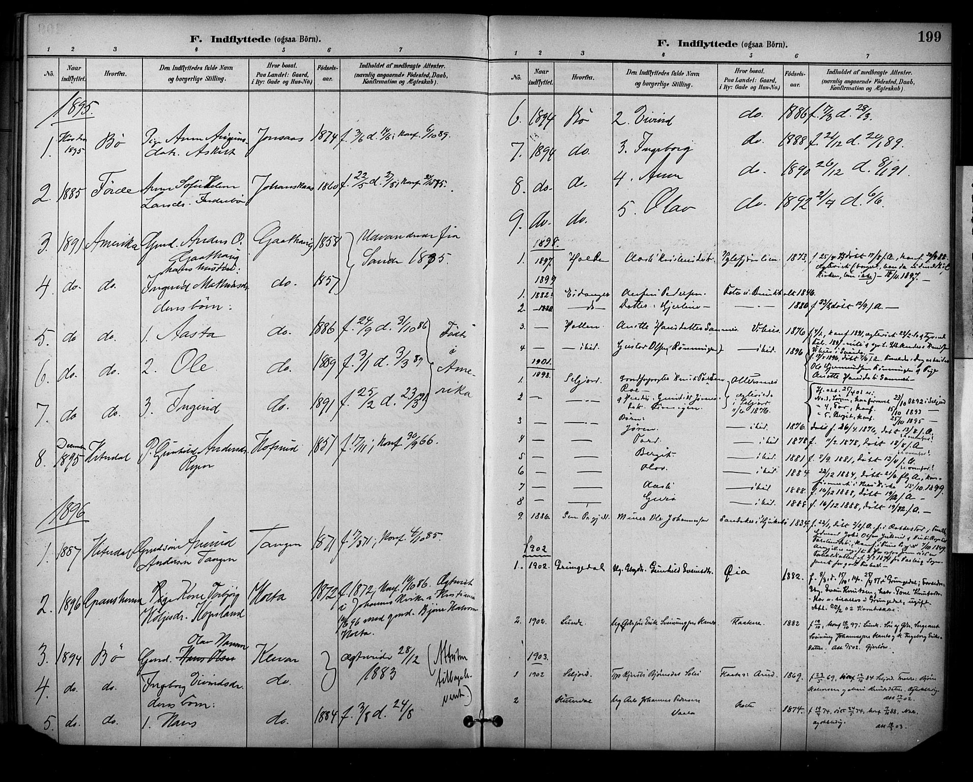 Sauherad kirkebøker, SAKO/A-298/F/Fa/L0009: Parish register (official) no. I 9, 1887-1912, p. 199