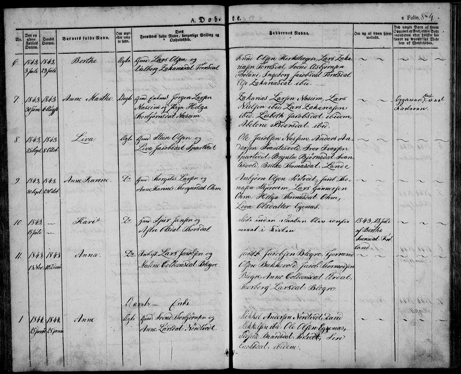 Skjold sokneprestkontor, AV/SAST-A-101847/H/Ha/Haa/L0005: Parish register (official) no. A 5, 1830-1856, p. 84