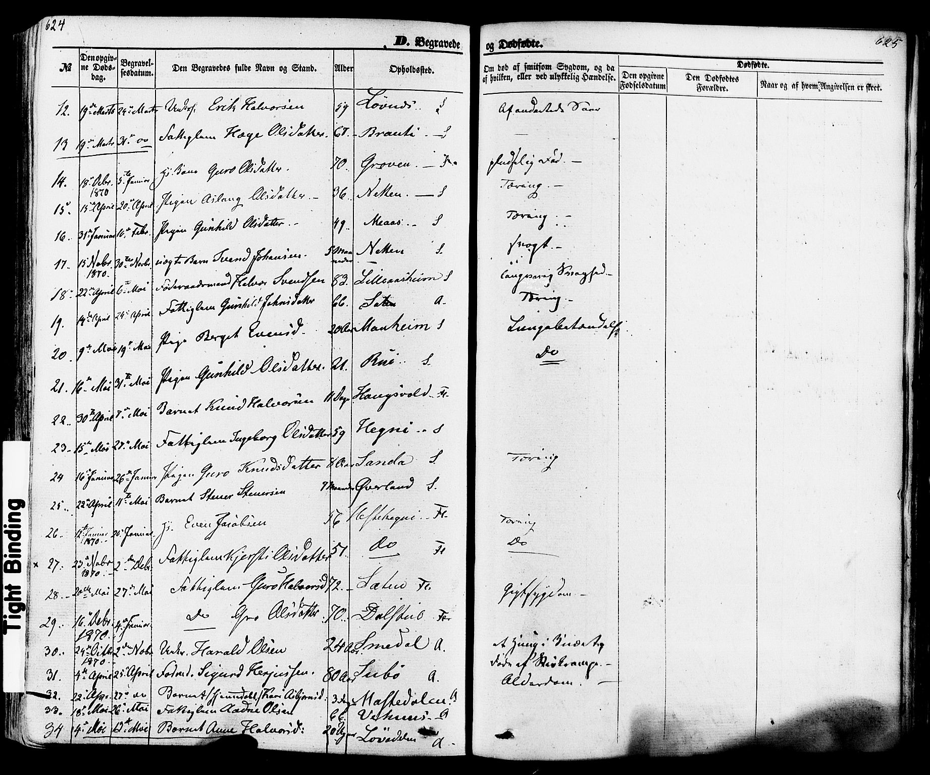 Seljord kirkebøker, AV/SAKO-A-20/F/Fa/L0013: Parish register (official) no. I 13, 1866-1876, p. 624-625