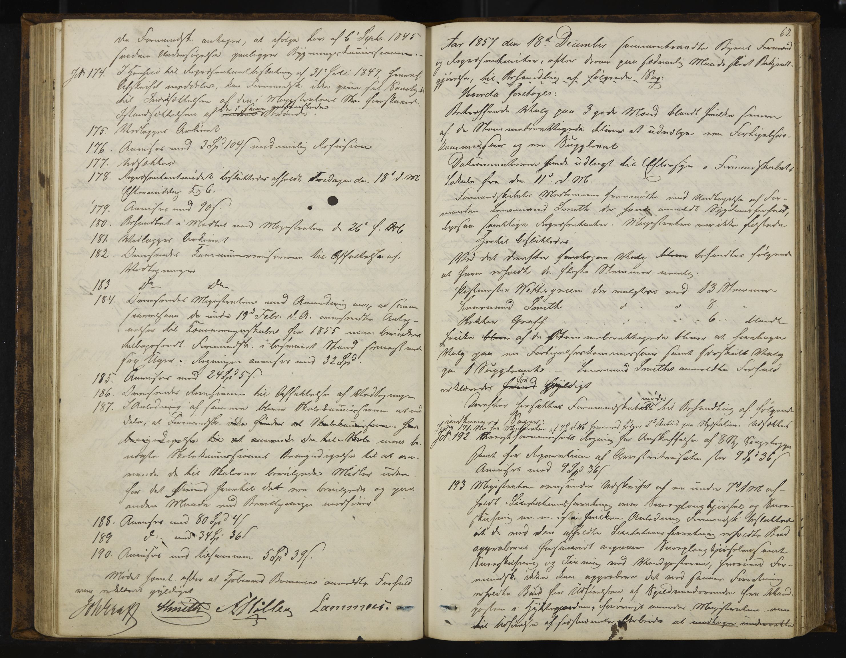 Kongsberg formannskap og sentraladministrasjon, IKAK/0604021-1/A/L0003: Møtebok med register, 1856-1861, p. 62