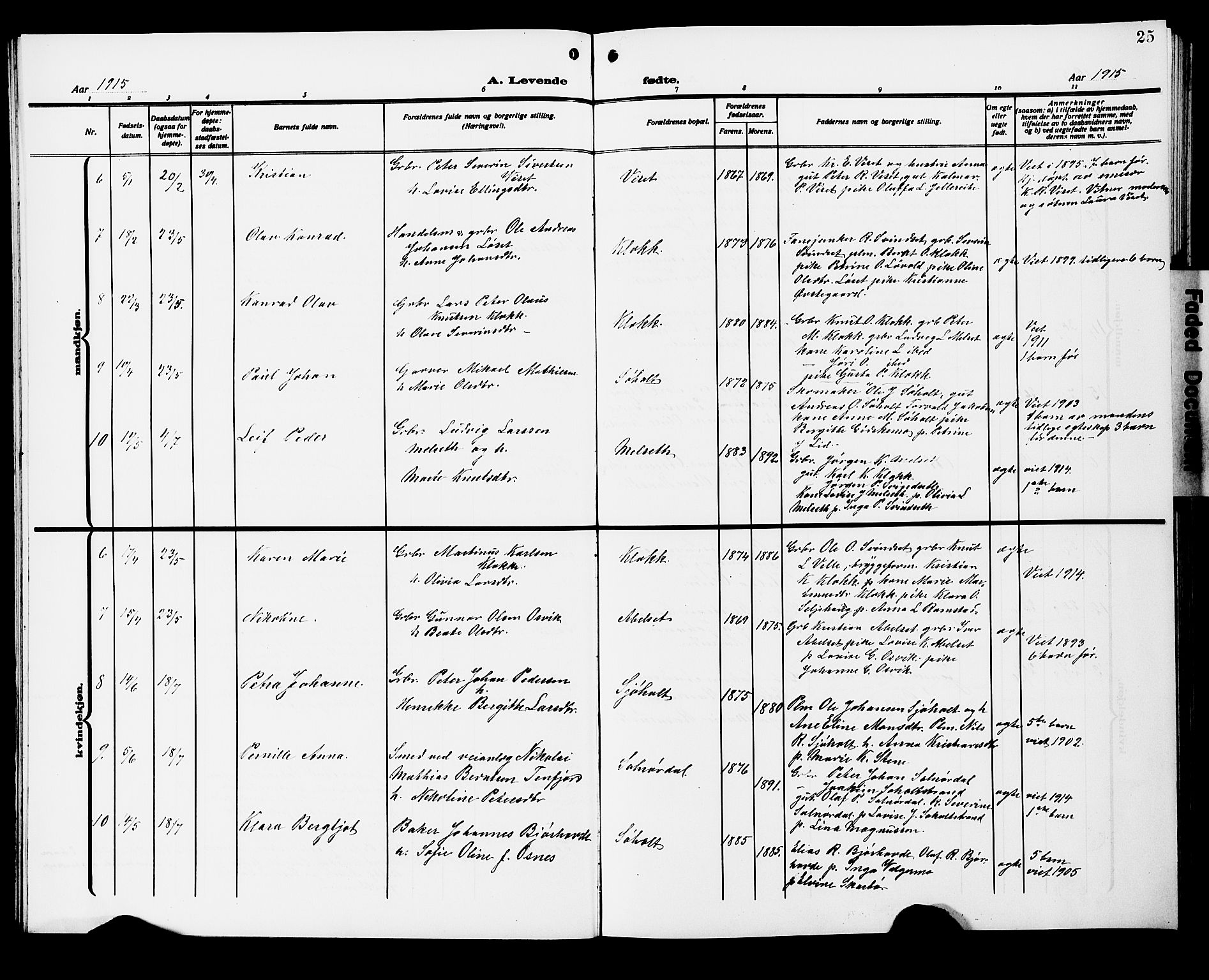 Ministerialprotokoller, klokkerbøker og fødselsregistre - Møre og Romsdal, AV/SAT-A-1454/522/L0328: Parish register (copy) no. 522C07, 1909-1925, p. 25