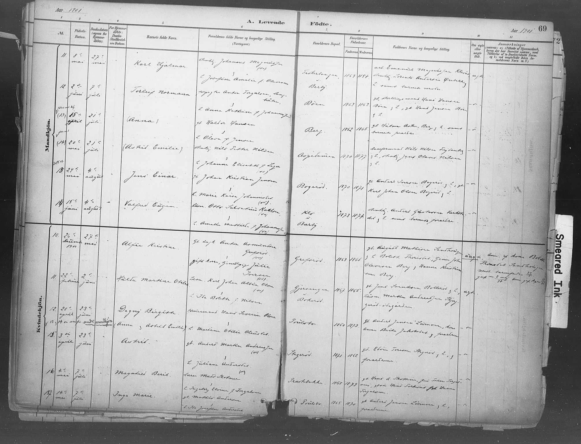 Idd prestekontor Kirkebøker, AV/SAO-A-10911/F/Fb/L0002: Parish register (official) no. II 2, 1882-1923, p. 69