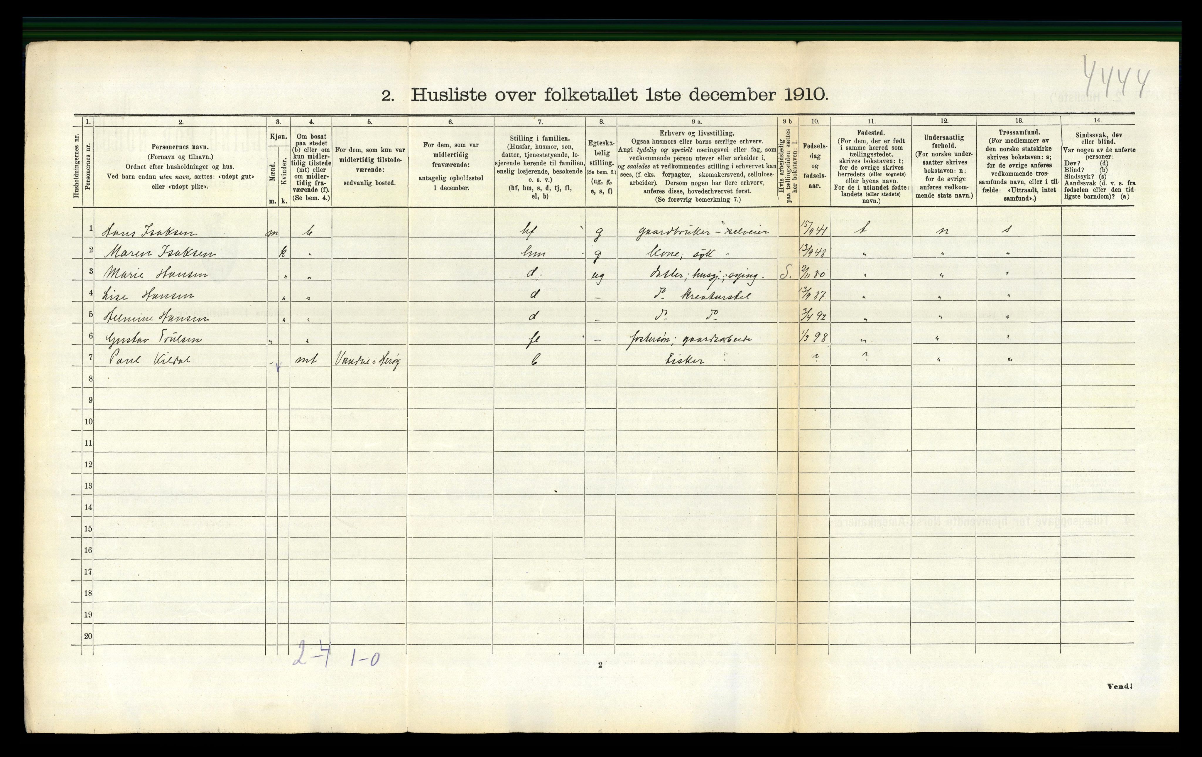 RA, 1910 census for Lurøy, 1910, p. 427