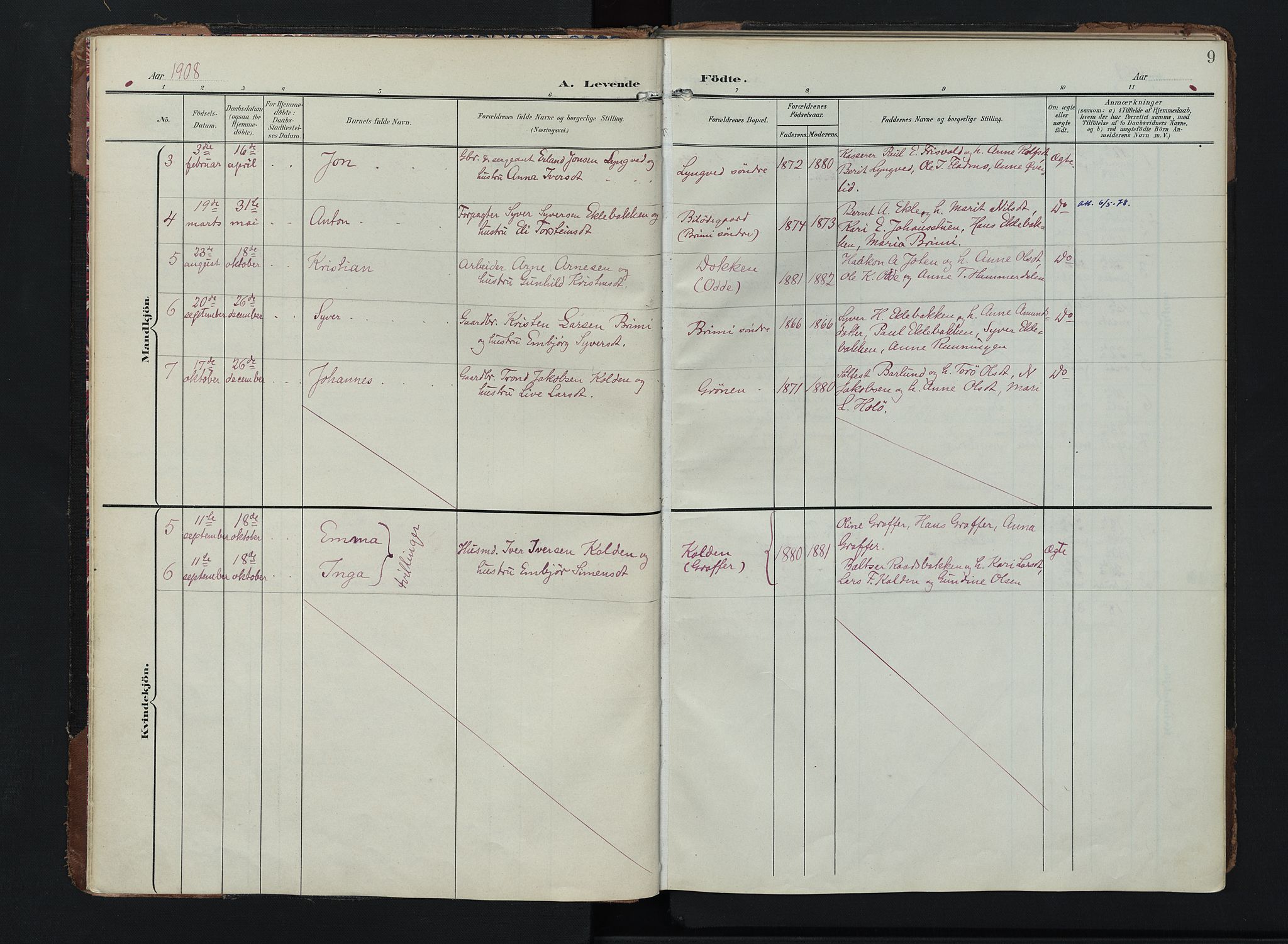 Lom prestekontor, SAH/PREST-070/K/L0011: Parish register (official) no. 11, 1904-1928, p. 9