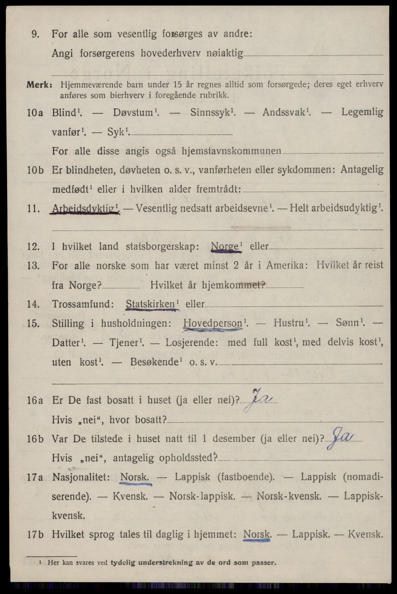 SAT, 1920 census for Jøssund, 1920, p. 3949