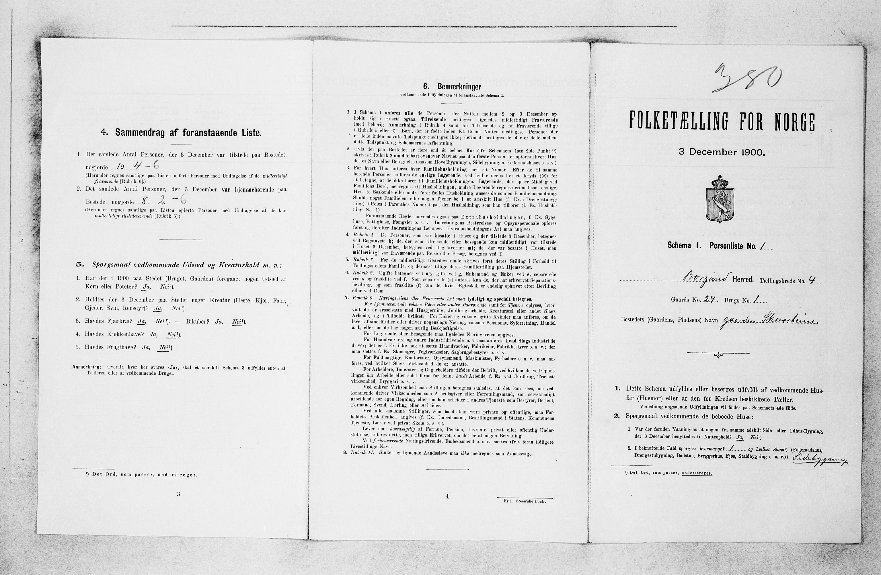 SAB, 1900 census for Borgund, 1900, p. 189