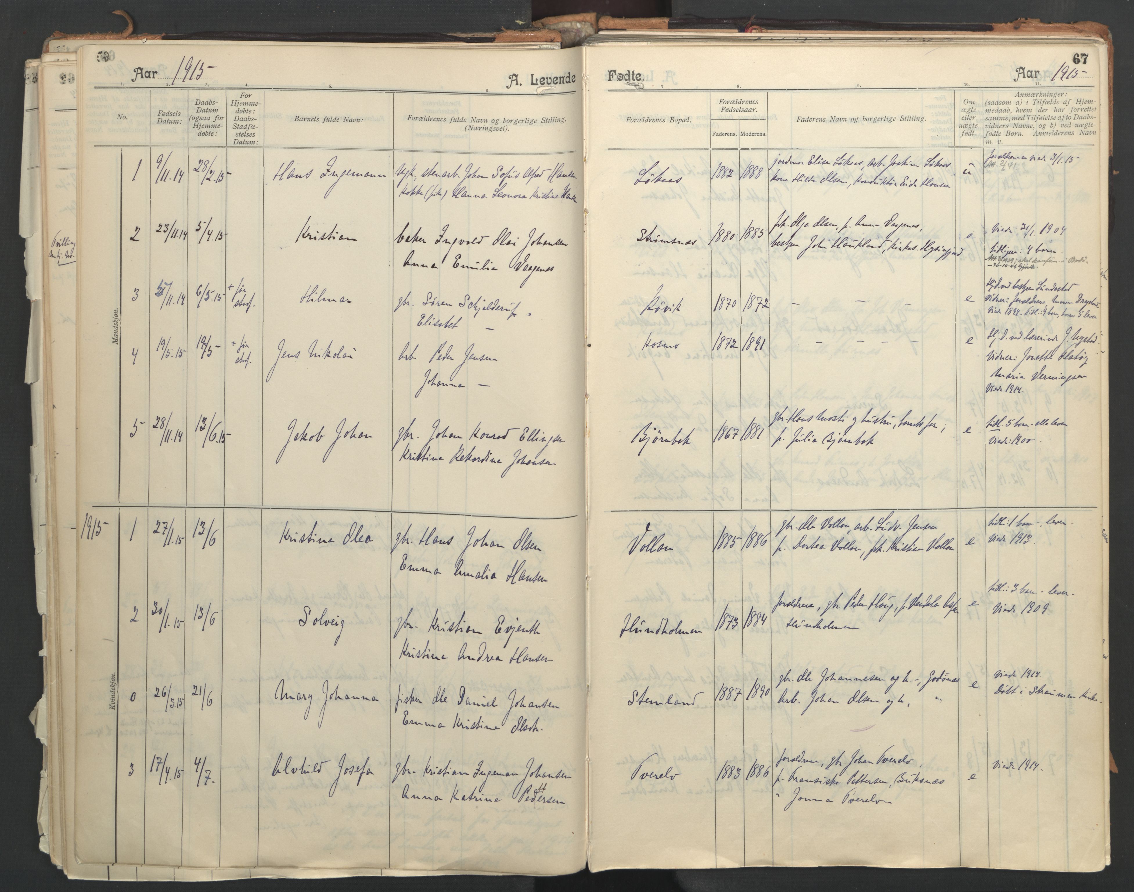 Ministerialprotokoller, klokkerbøker og fødselsregistre - Nordland, AV/SAT-A-1459/851/L0724: Parish register (official) no. 851A01, 1901-1922, p. 67