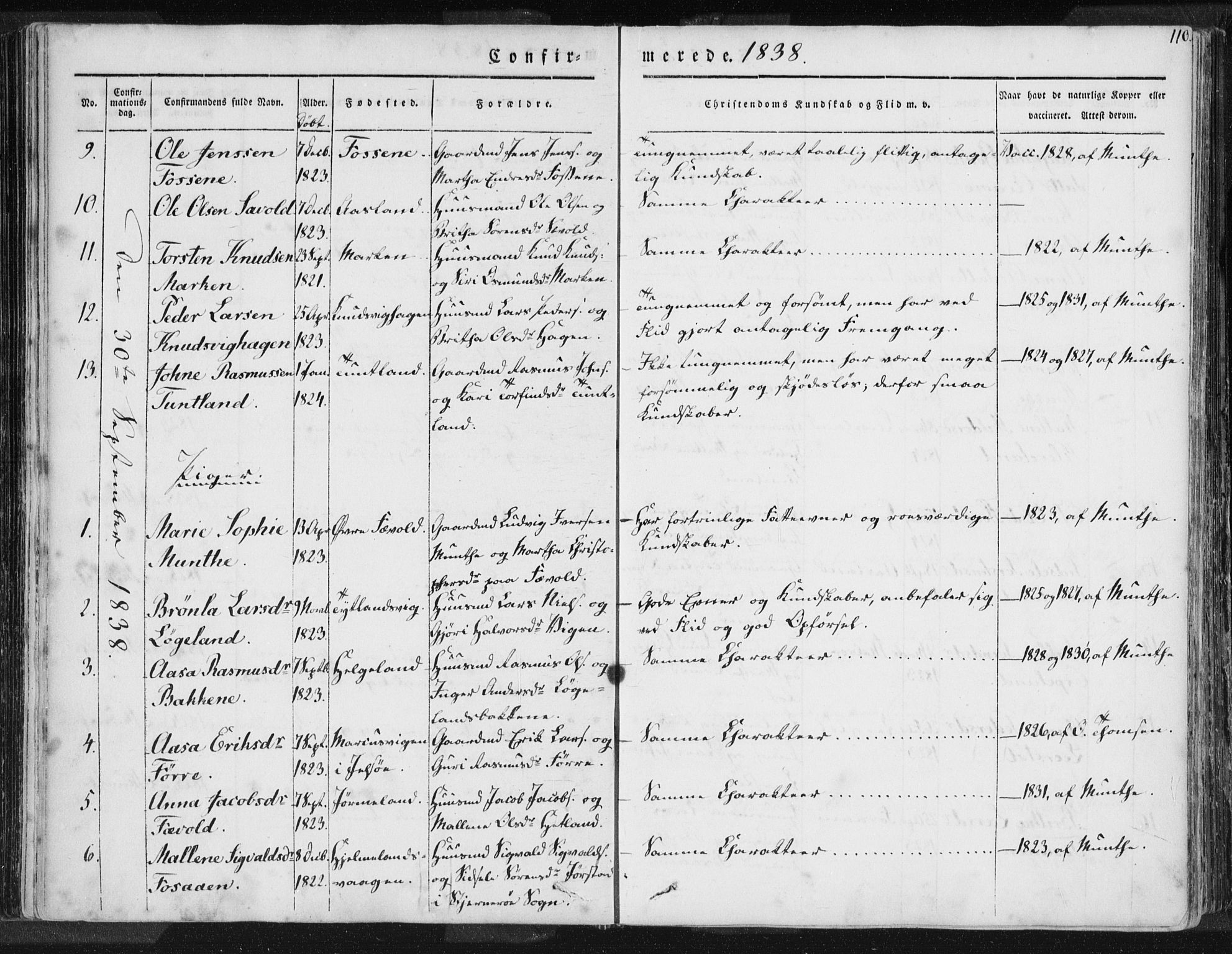 Hjelmeland sokneprestkontor, AV/SAST-A-101843/01/IV/L0006: Parish register (official) no. A 6, 1834-1845, p. 110