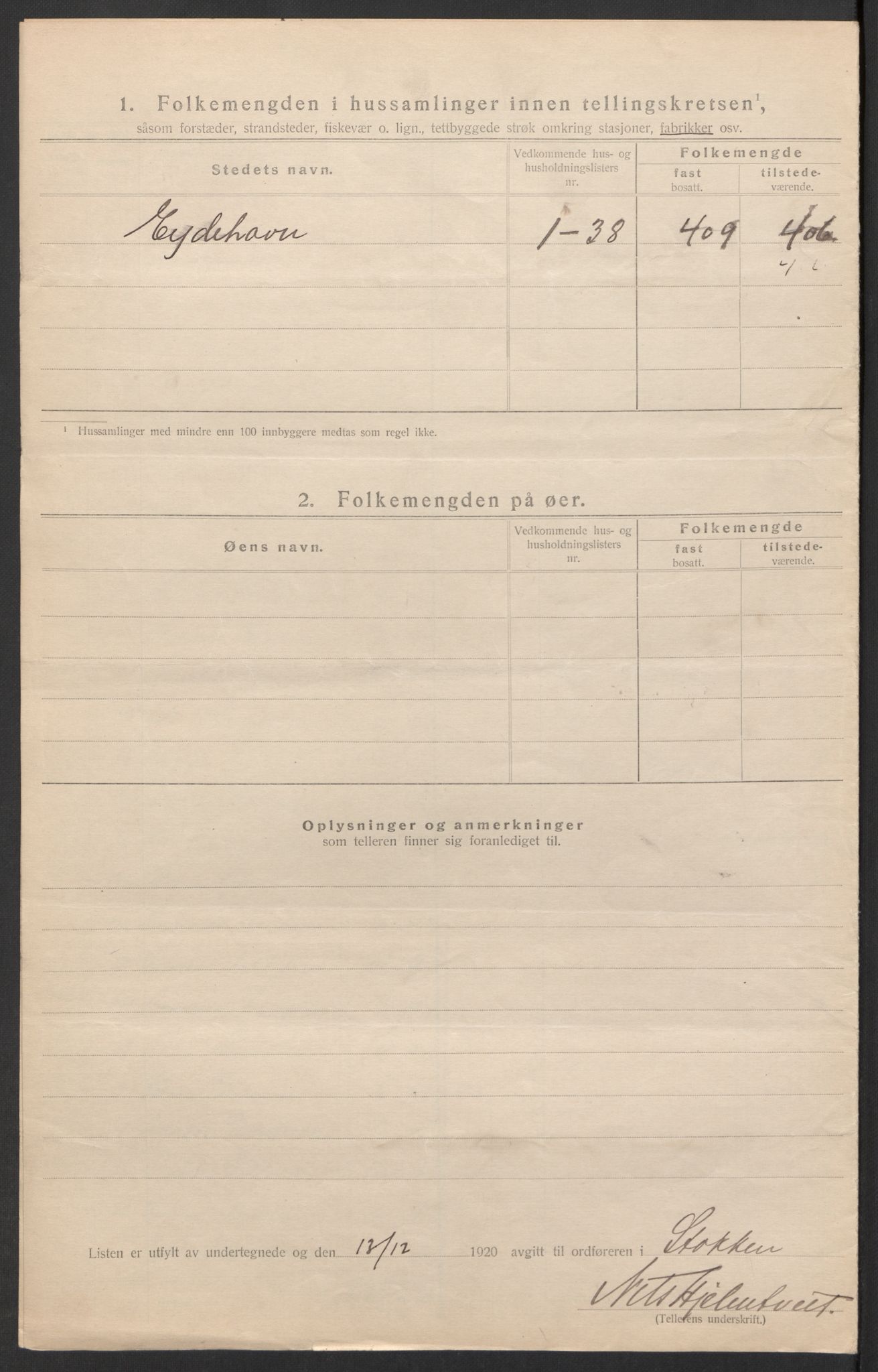 SAK, 1920 census for Stokken, 1920, p. 17