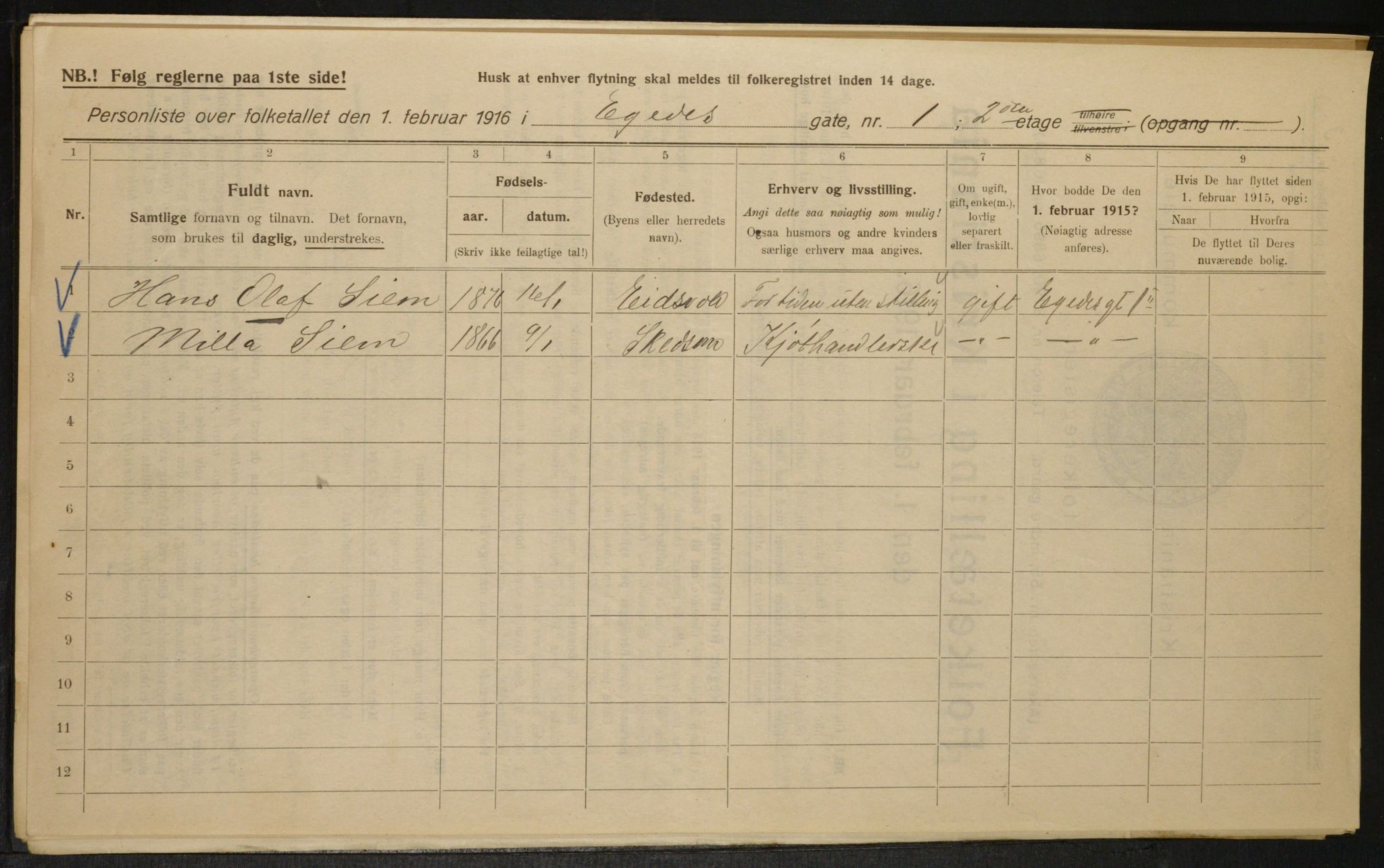 OBA, Municipal Census 1916 for Kristiania, 1916, p. 18952