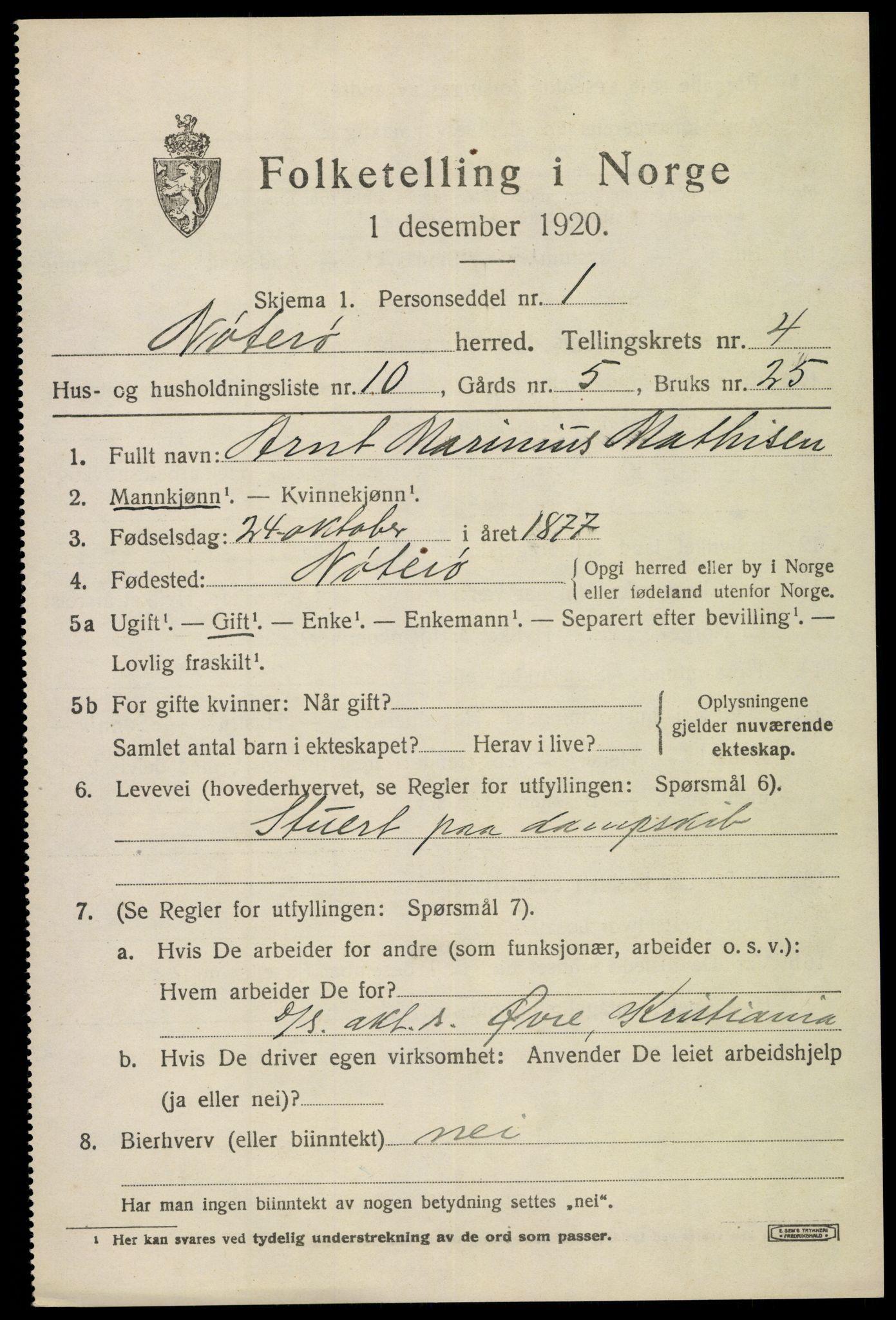 SAKO, 1920 census for Nøtterøy, 1920, p. 6773