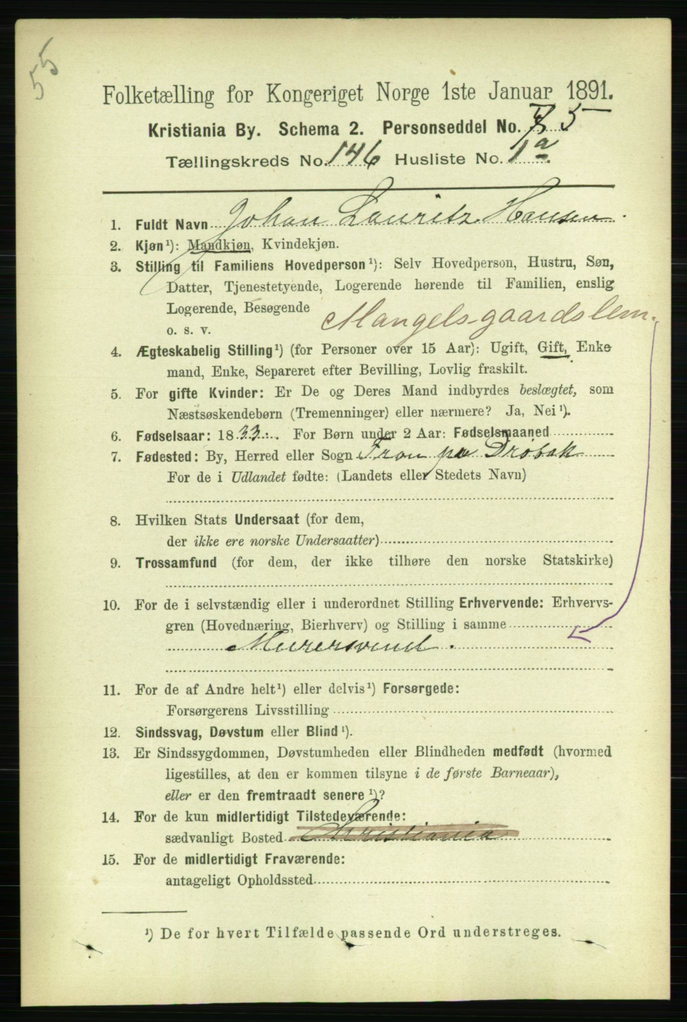 RA, 1891 census for 0301 Kristiania, 1891, p. 80225