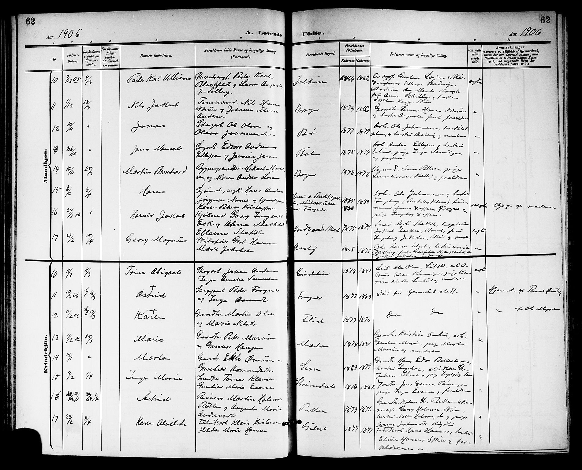 Gjerpen kirkebøker, AV/SAKO-A-265/G/Ga/L0003: Parish register (copy) no. I 3, 1901-1919, p. 62