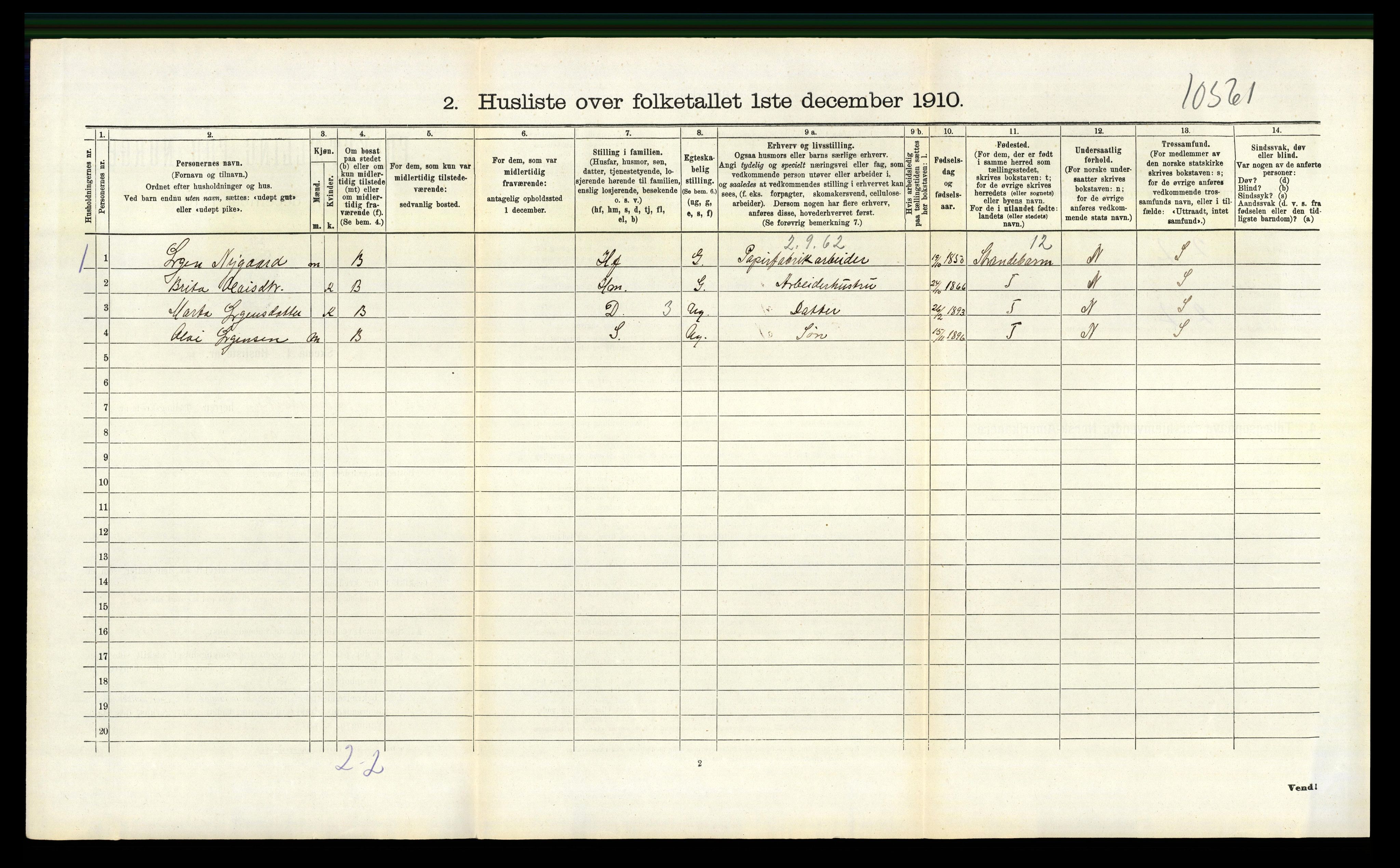 RA, 1910 census for Strandvik, 1910, p. 282